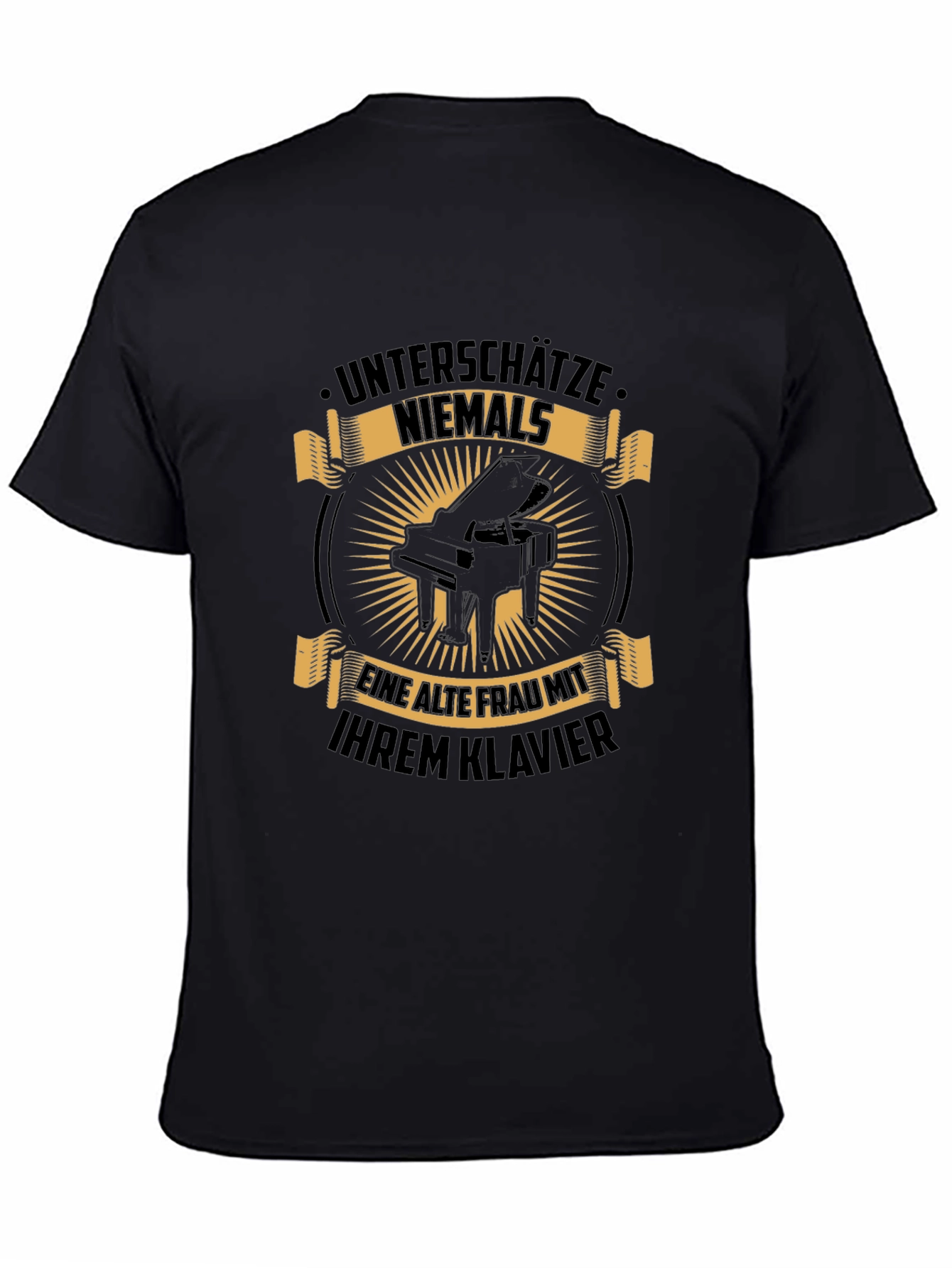 Black Black "Never Underestimate" Piano T-Shirt view 4