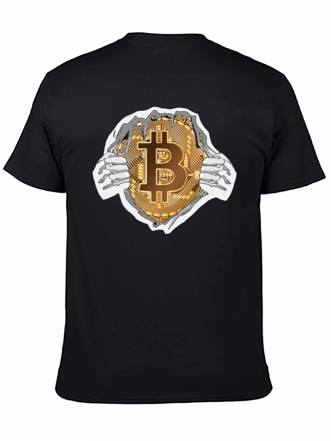 Black Bitcoin Ripped T-Shirt Crypto Currency Tee view 4
