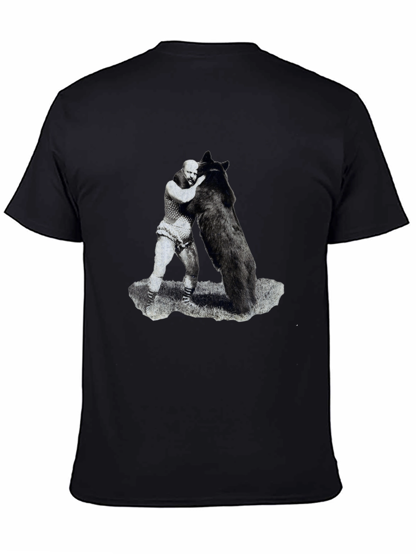 Black Man vs Bear Graphic T-Shirt - Black view 4