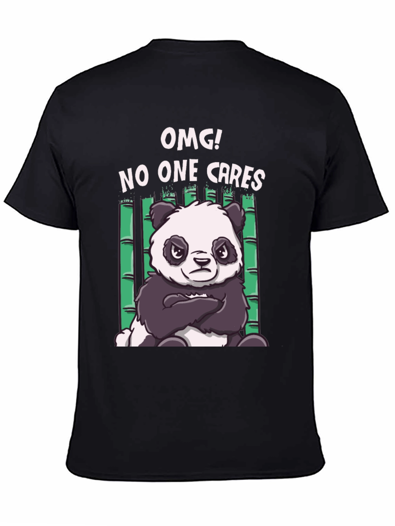 Black OMG! No One Cares Panda T-Shirt view 4