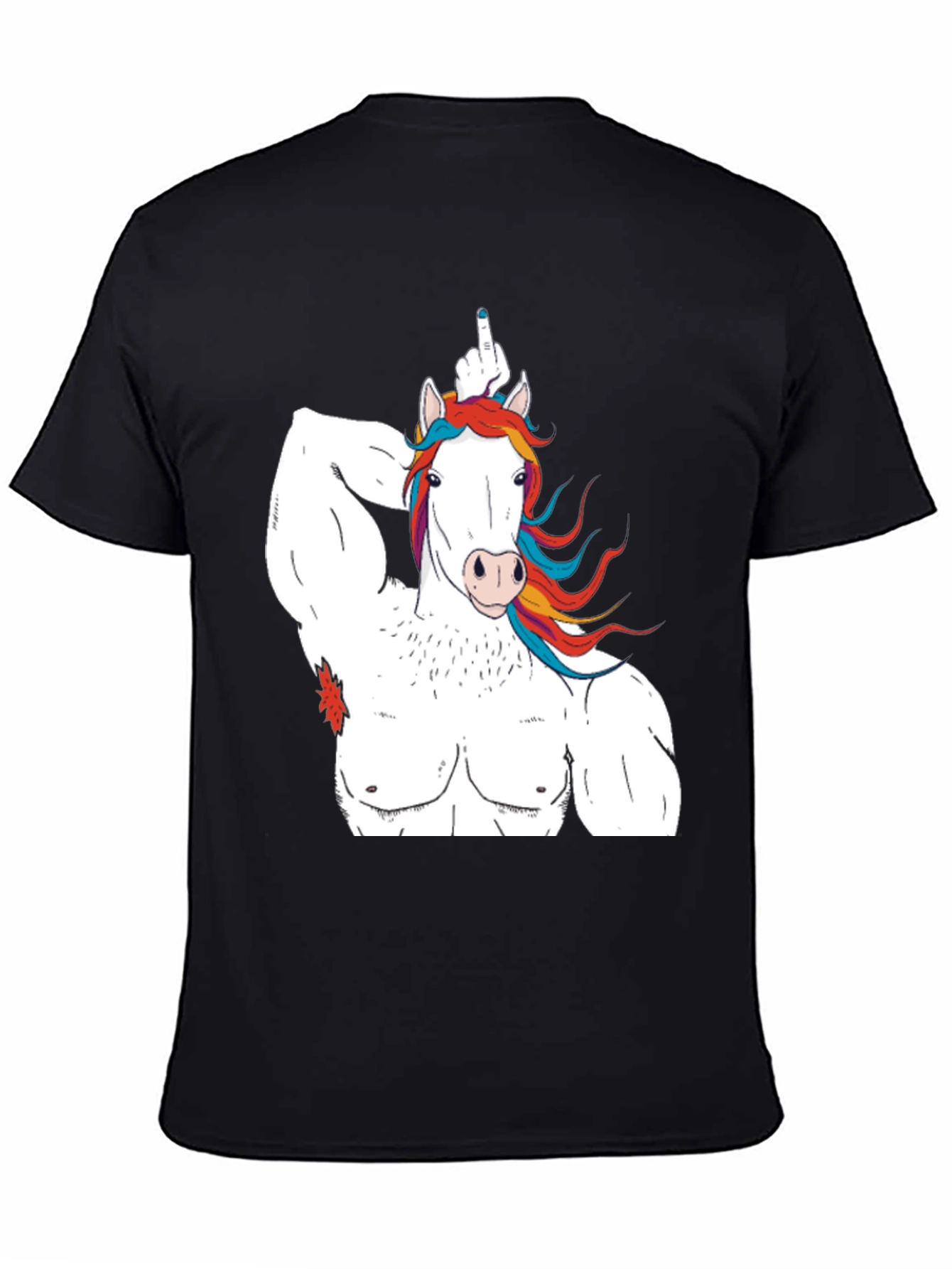 Black Unicorn Bodybuilder Funny Graphic T-Shirt view 4