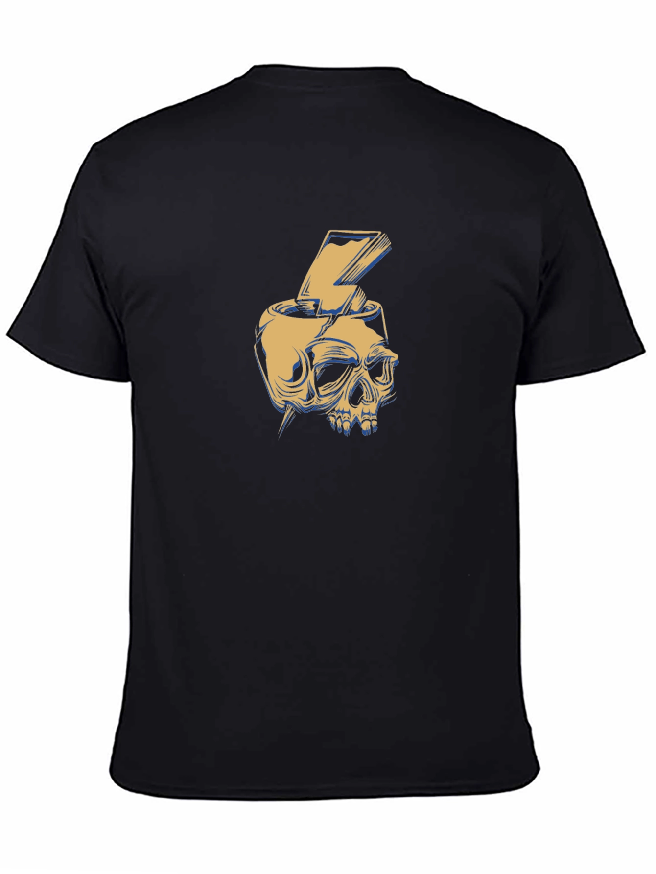 Black Skull Lightning Bolt Graphic Tee - Black view 4
