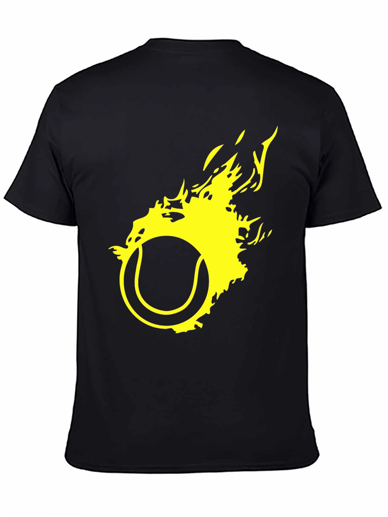 Black Fiery Tennis Ball Graphic T-Shirt view 4