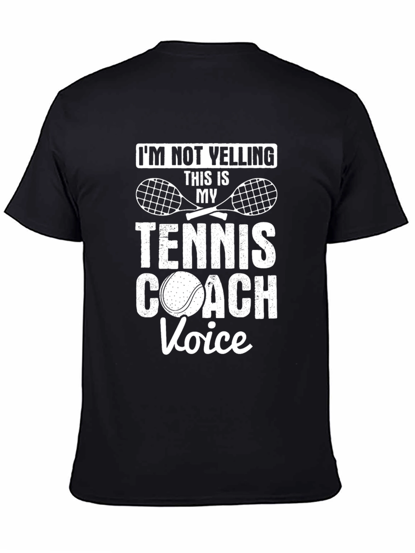Black Tennis Coach Voice Graphic Tee - Funny Tennis T-Shirt view 4