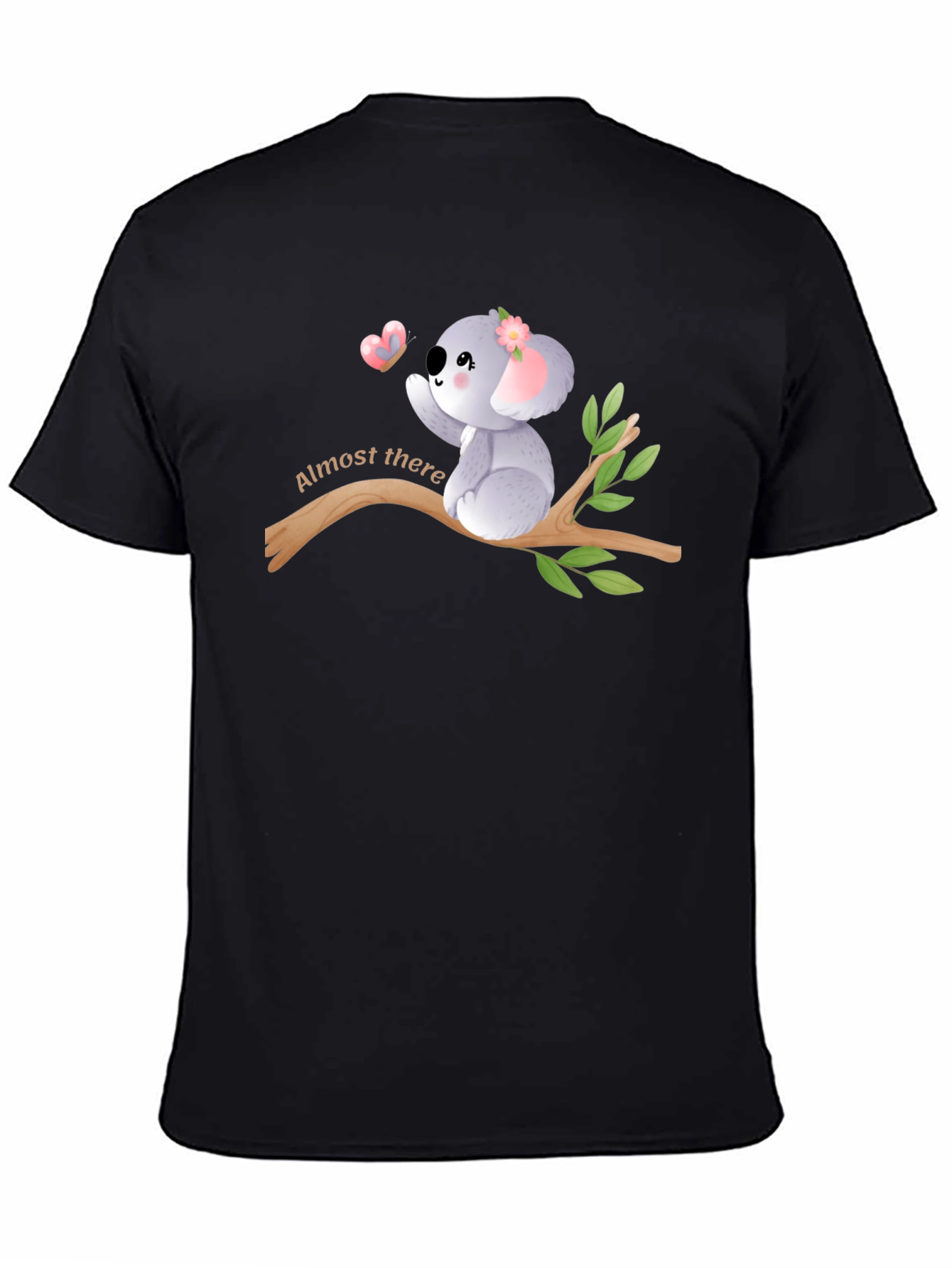 Black Cute Koala 'Almost There' Black Graphic T-Shirt view 4