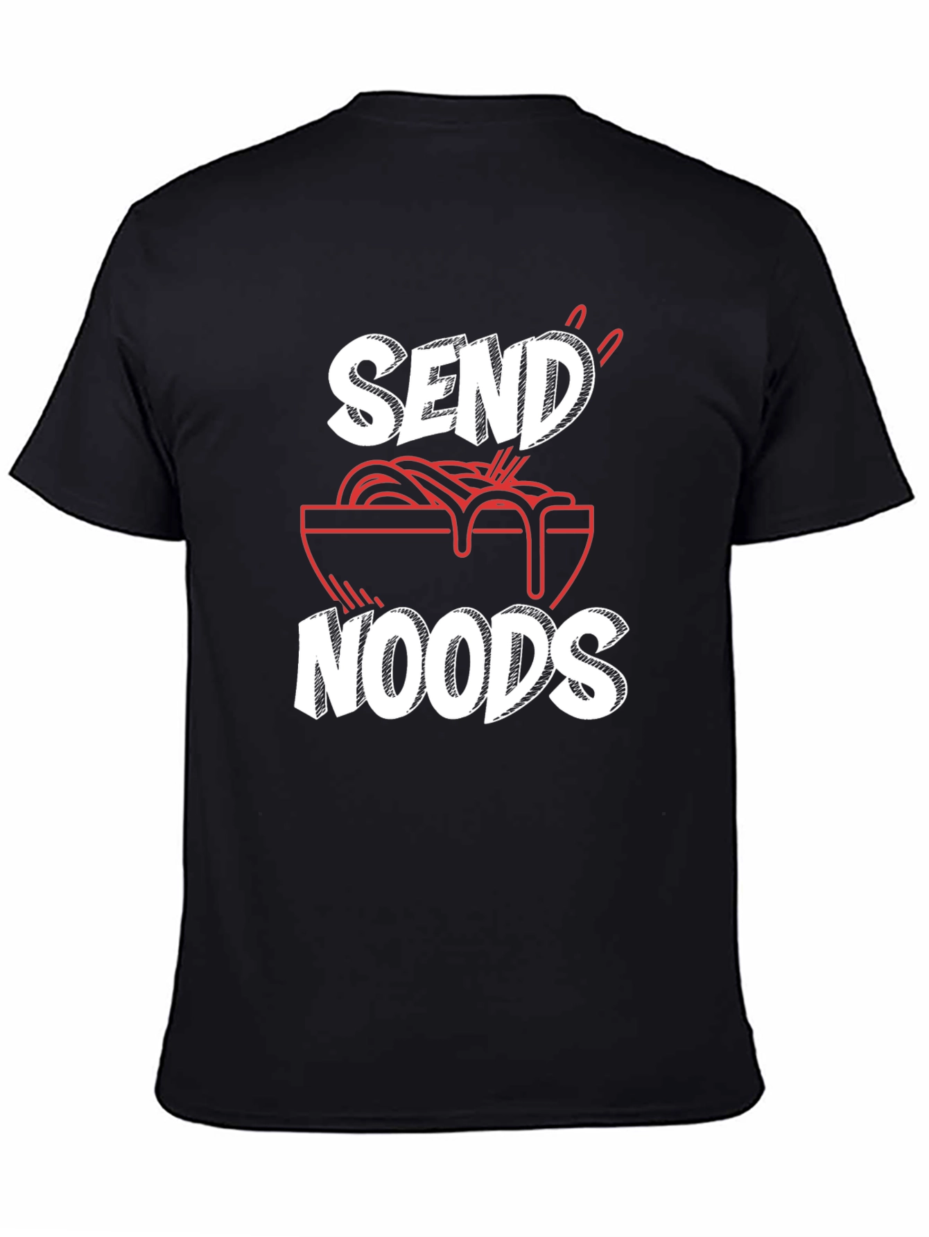Black Send Noods Graphic Tee - Funny Ramen Shirt view 4