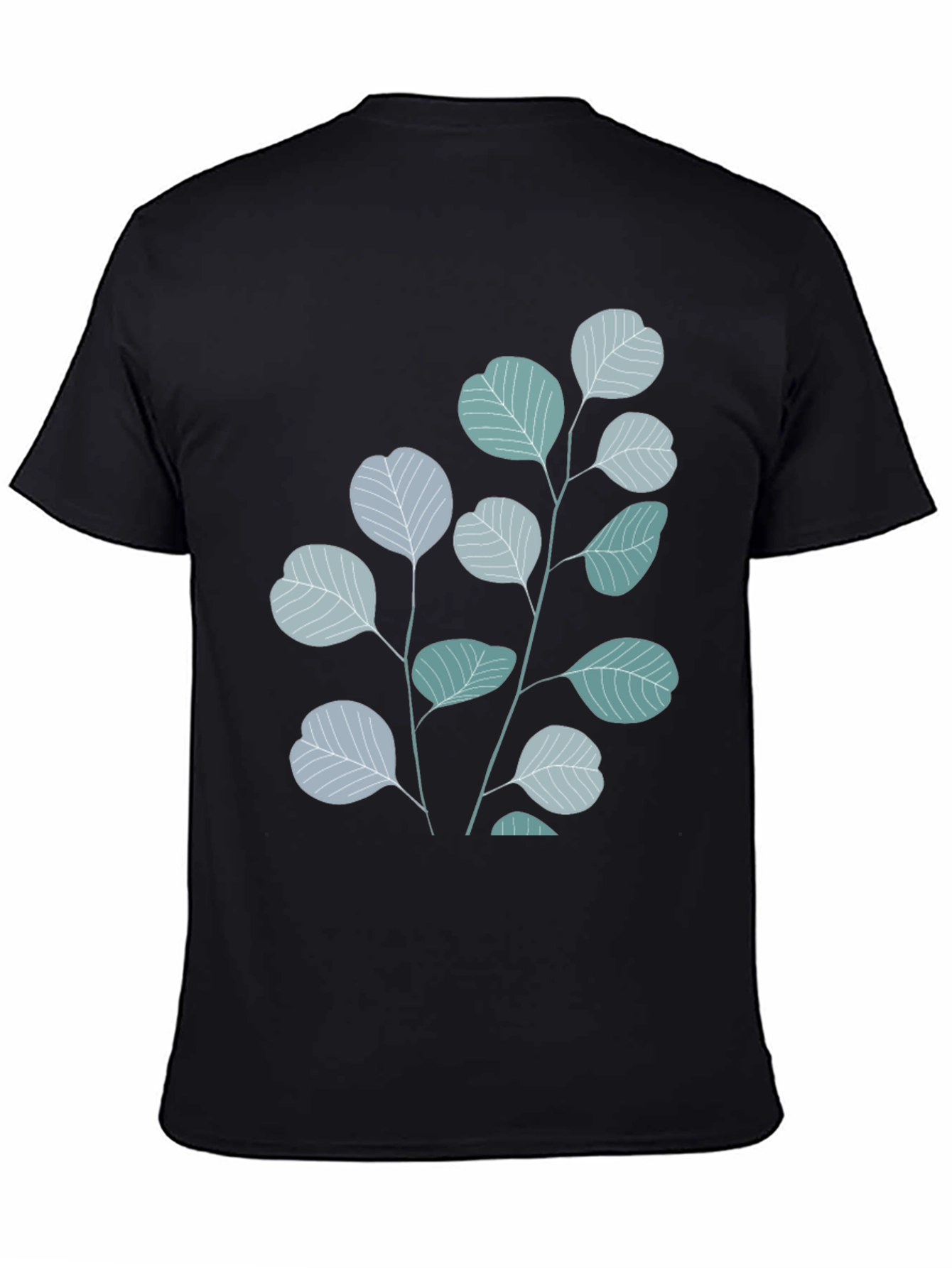 Black Botanical Leaves Graphic Tee - Black Cotton Blend view 4
