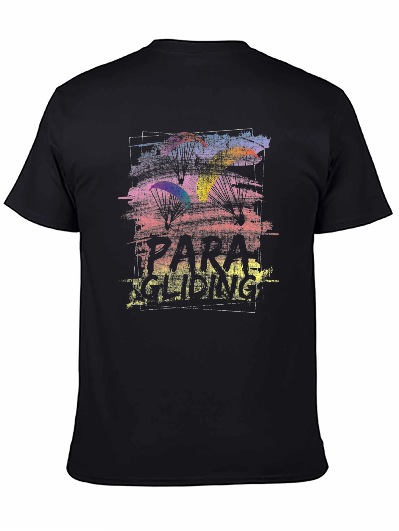 Black Paragliding Graphic T-Shirt - Black Cotton Tee view 4