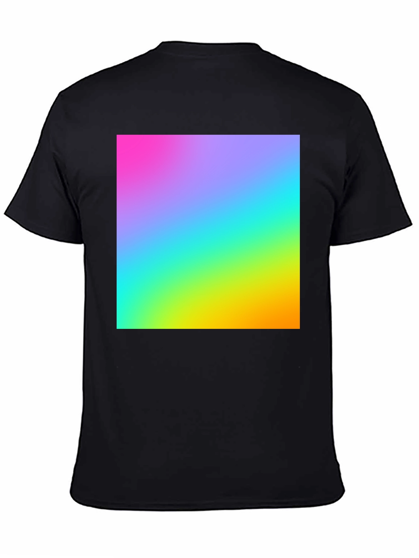 Black Gradient T-Shirt - Vibrant Rainbow Design view 4