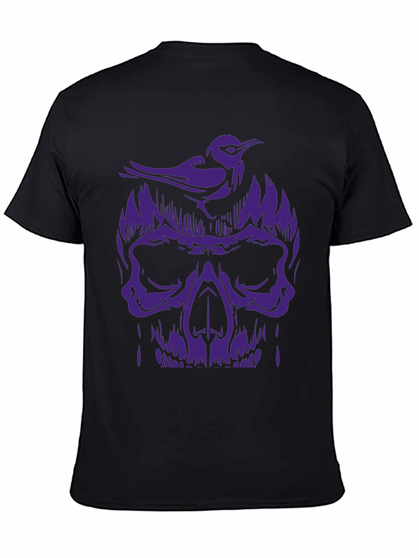 Black Skull & Bird Graphic Tee - Men's Black T-Shirt view 4