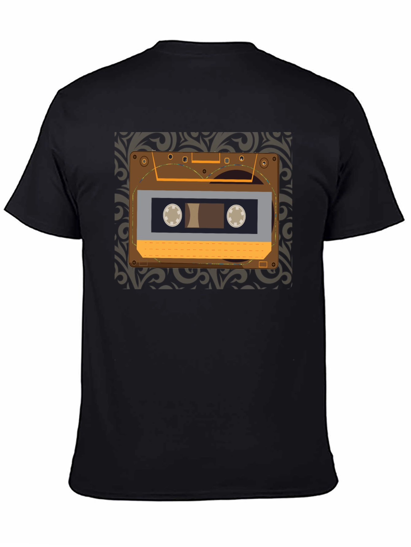 Black Retro Cassette Tape Graphic Tee - Vintage Music Lover Shirt view 4