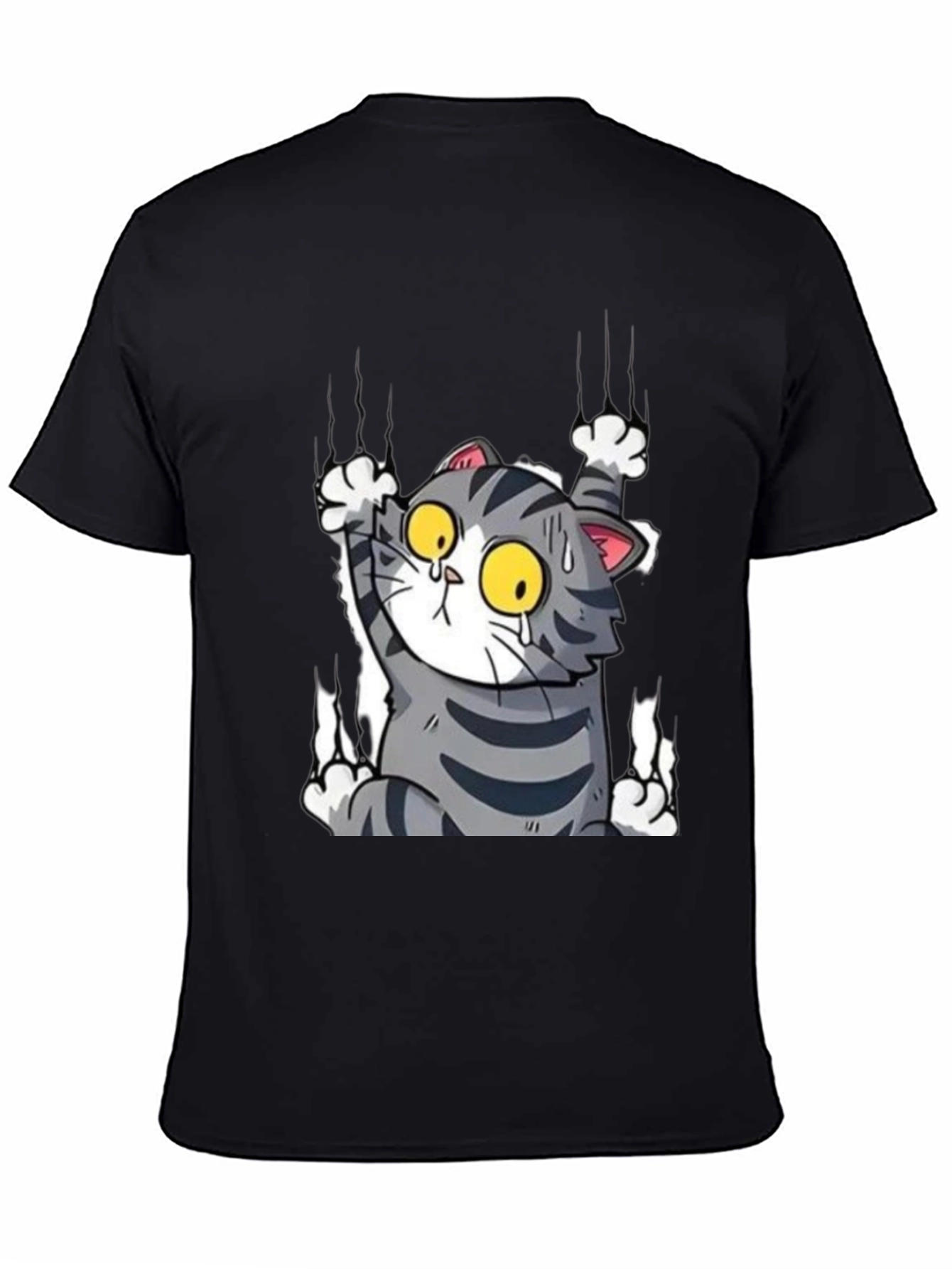 Black Cat Scratch T-Shirt - Funny Graphic Tee view 4