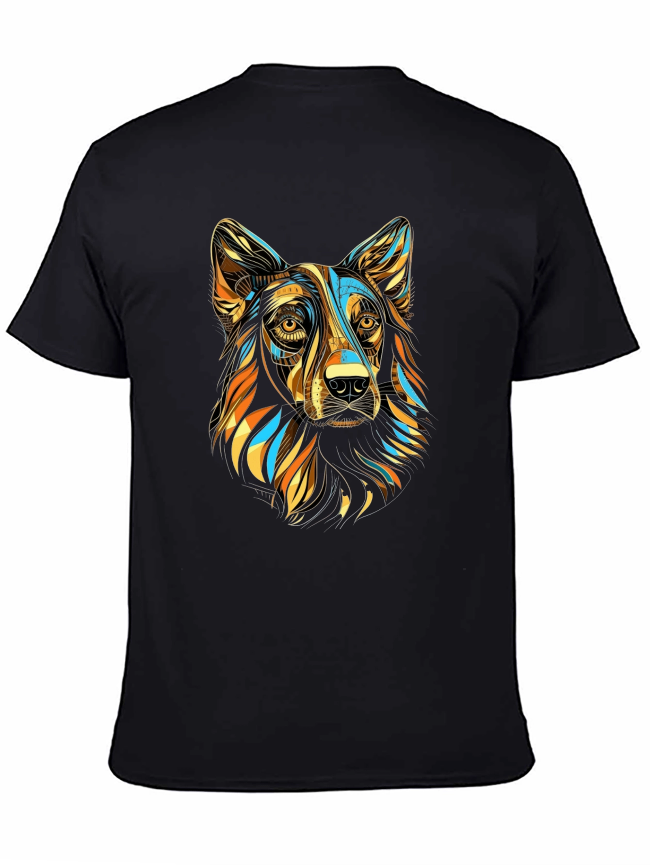 Black Abstract Dog Graphic T-Shirt - Stylish Men's Tee view 4