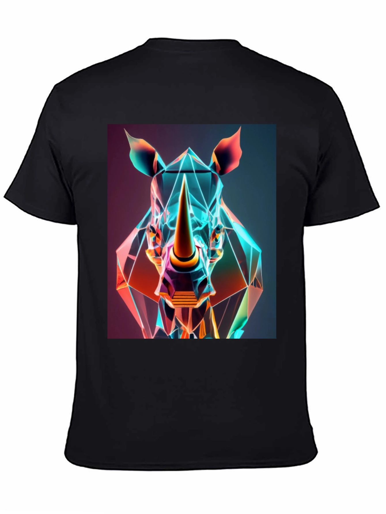Black Geometric Rhino Graphic Tee - Modern Animal Art view 4