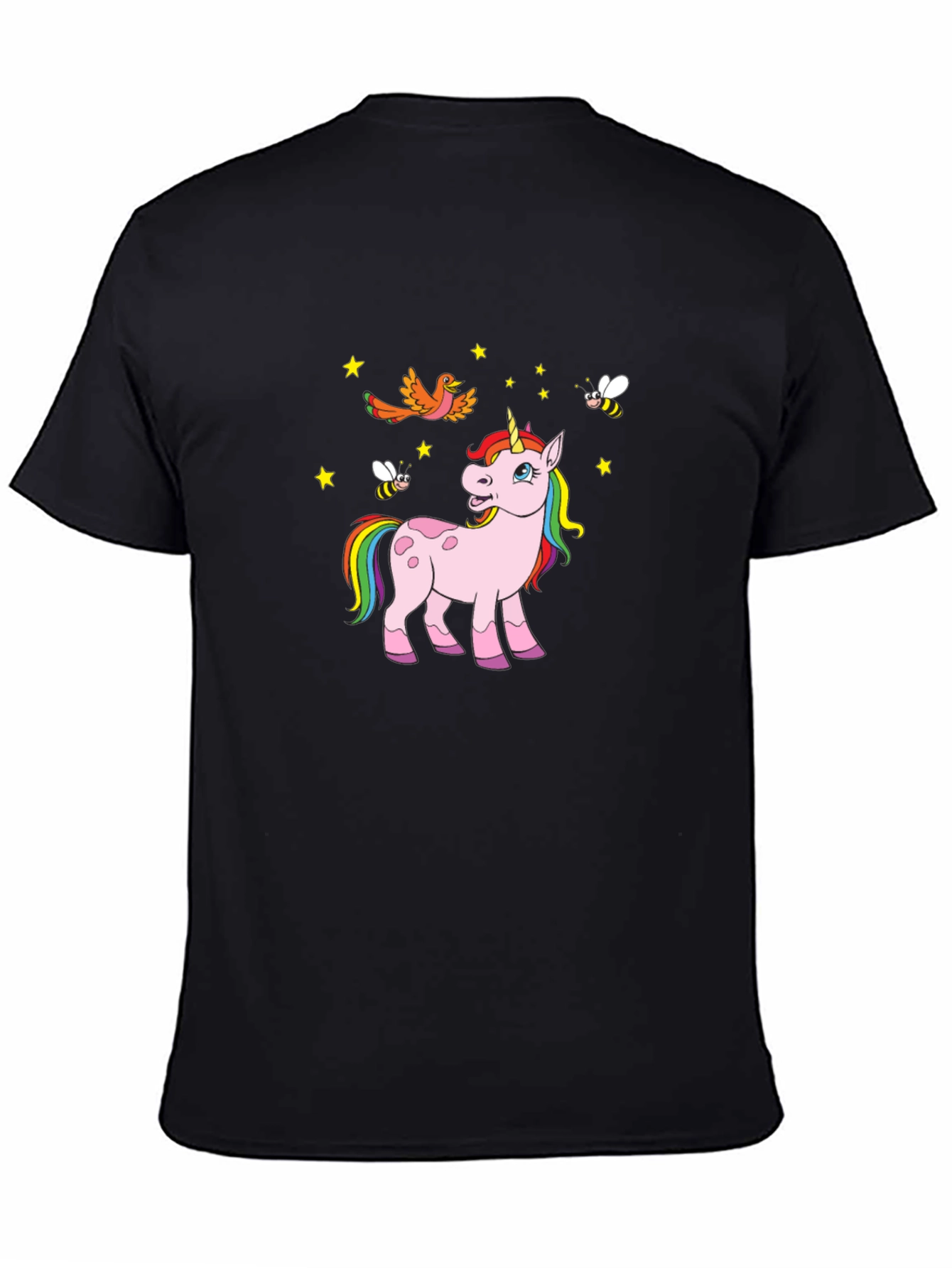 Black Unicorn & Friends Graphic Print Black T-Shirt view 4