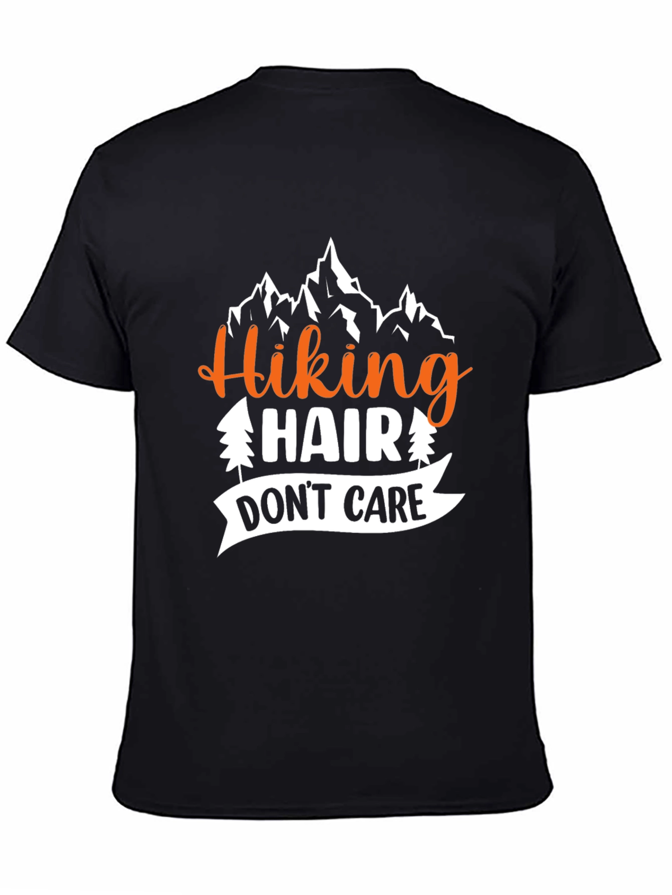 Black Hiking Hair Don't Care Graphic T-Shirt view 4