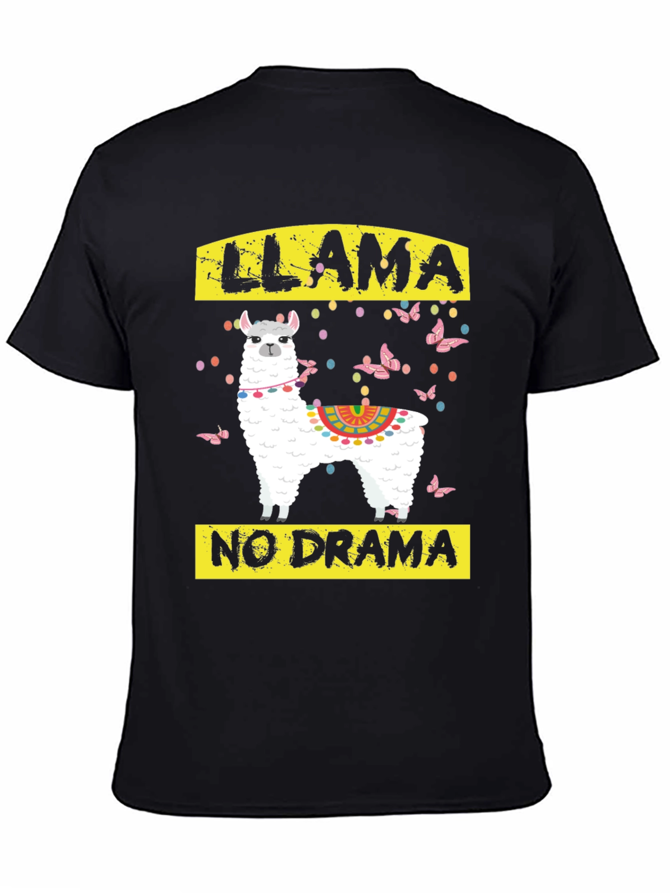 Black Llama No Drama Graphic T-Shirt view 4