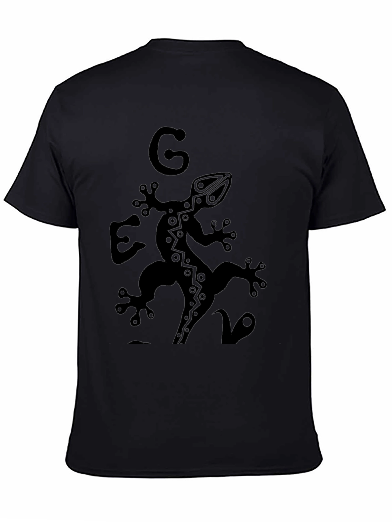 Black Tribal Gecko Graphic Tee - Black view 4