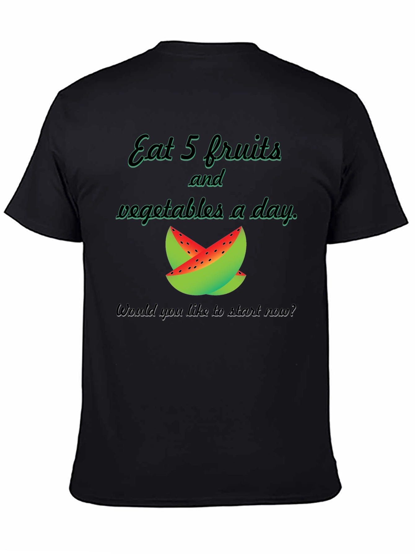 Black Eat 5 Fruits & Vegetables T-Shirt view 4
