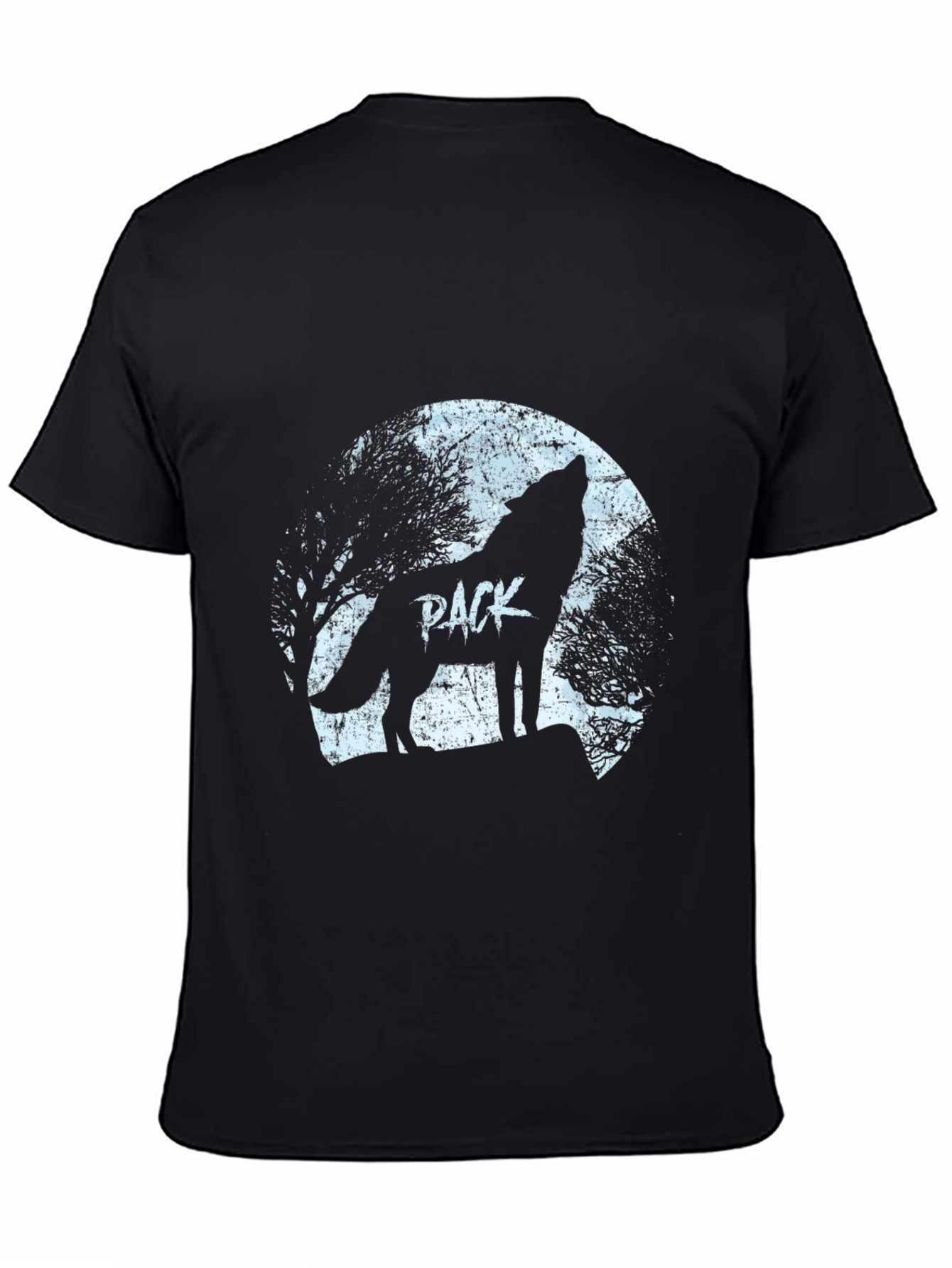 Black Wolf Pack Moon Graphic T-Shirt - Black view 4