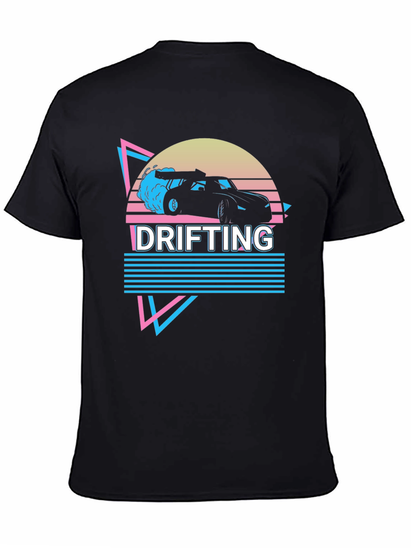 Black Drifting Car Graphic Tee Retro Style view 4