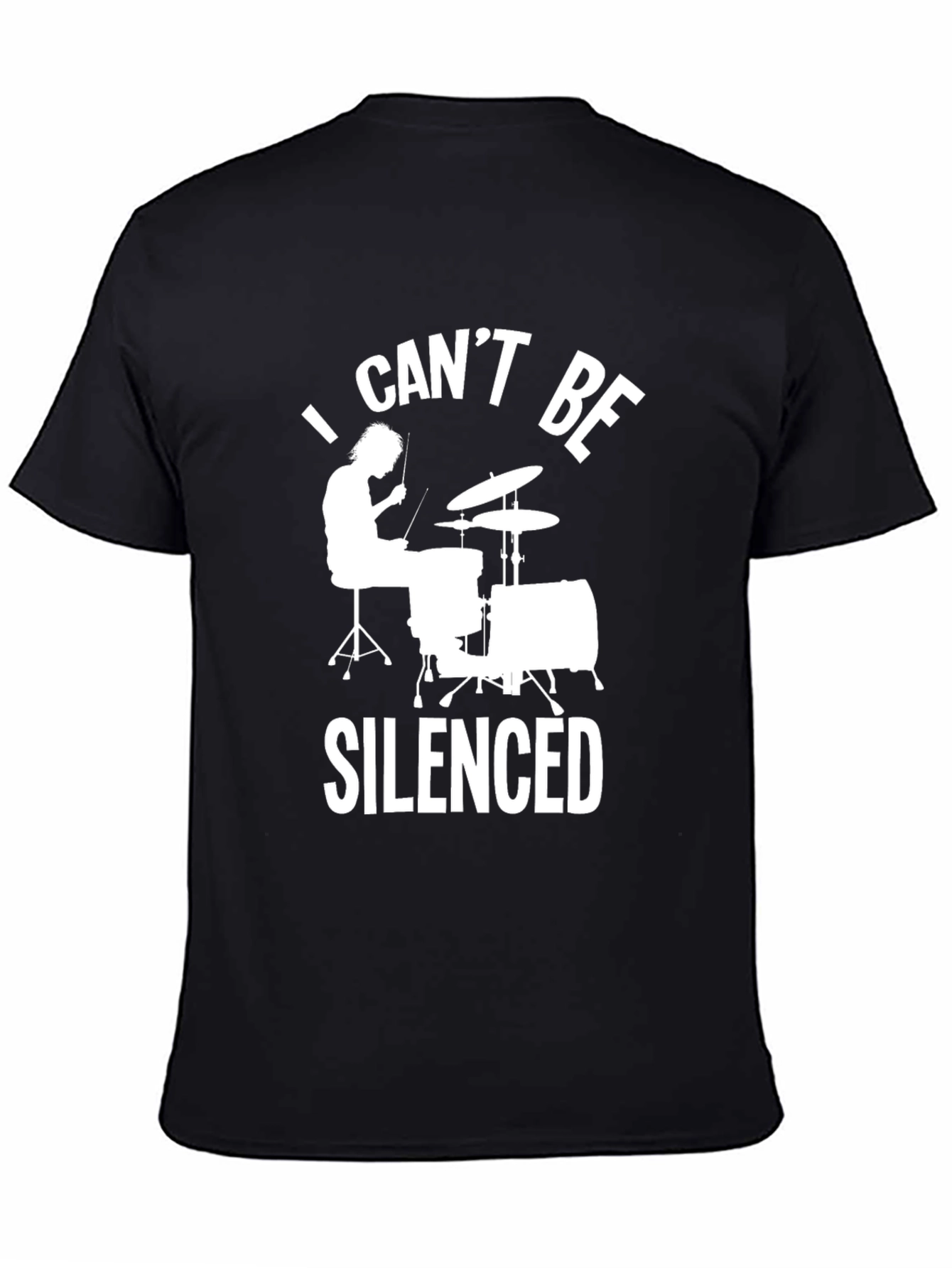 Black I Can't Be Silenced Drummer T-Shirt - Rock Music Tee view 4