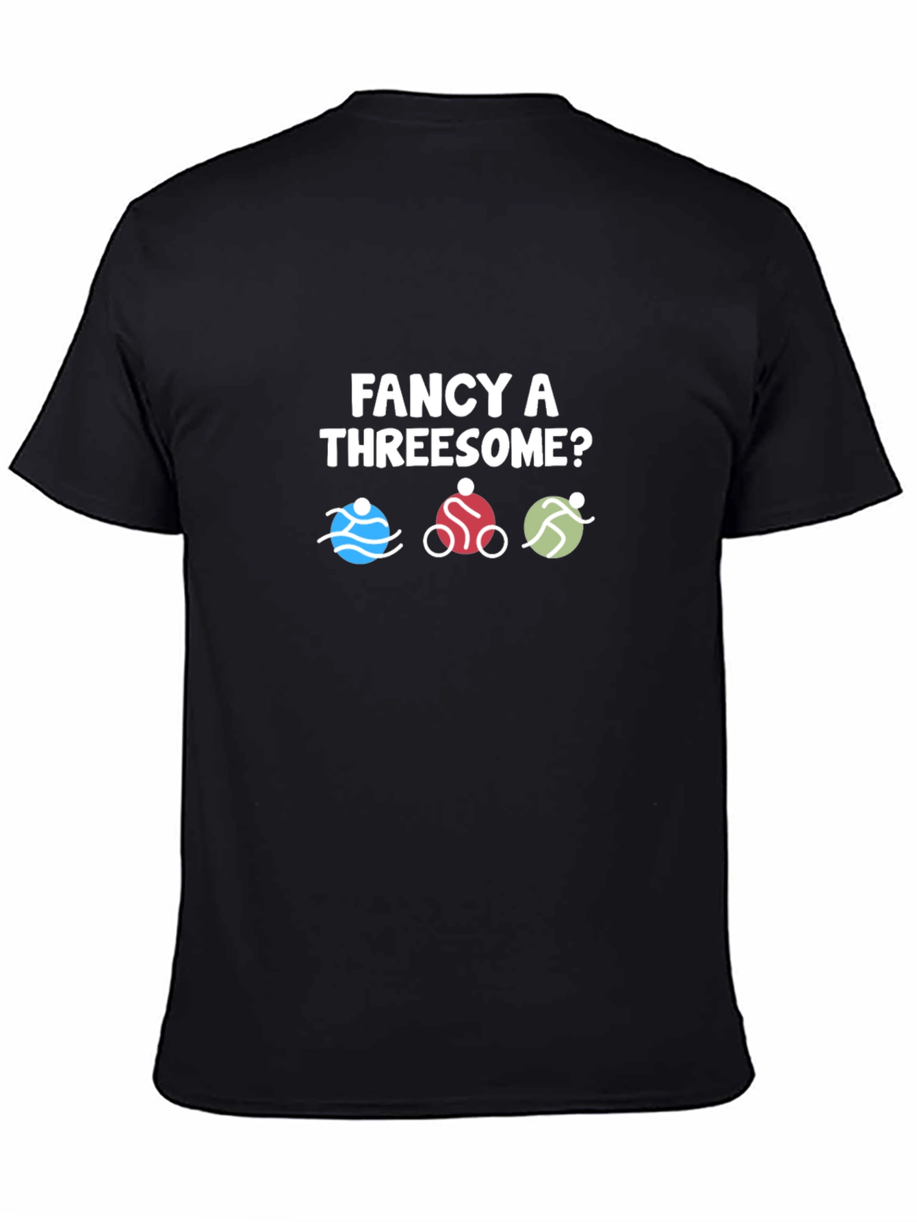 Black Fancy a Threesome? Triathlon T-Shirt view 4