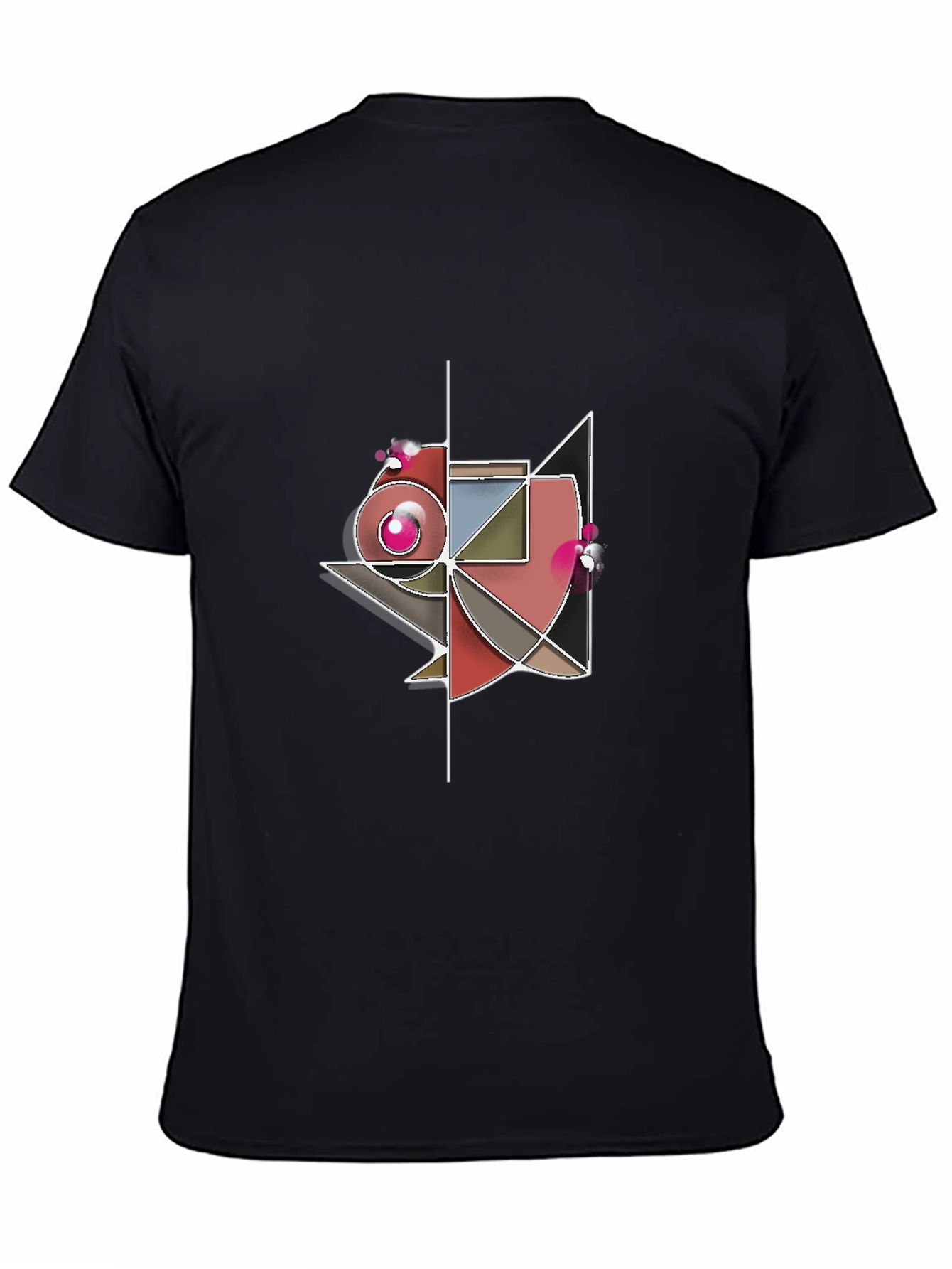 Black Abstract Geometric Graphic Tee - Modern Art Shirt view 4