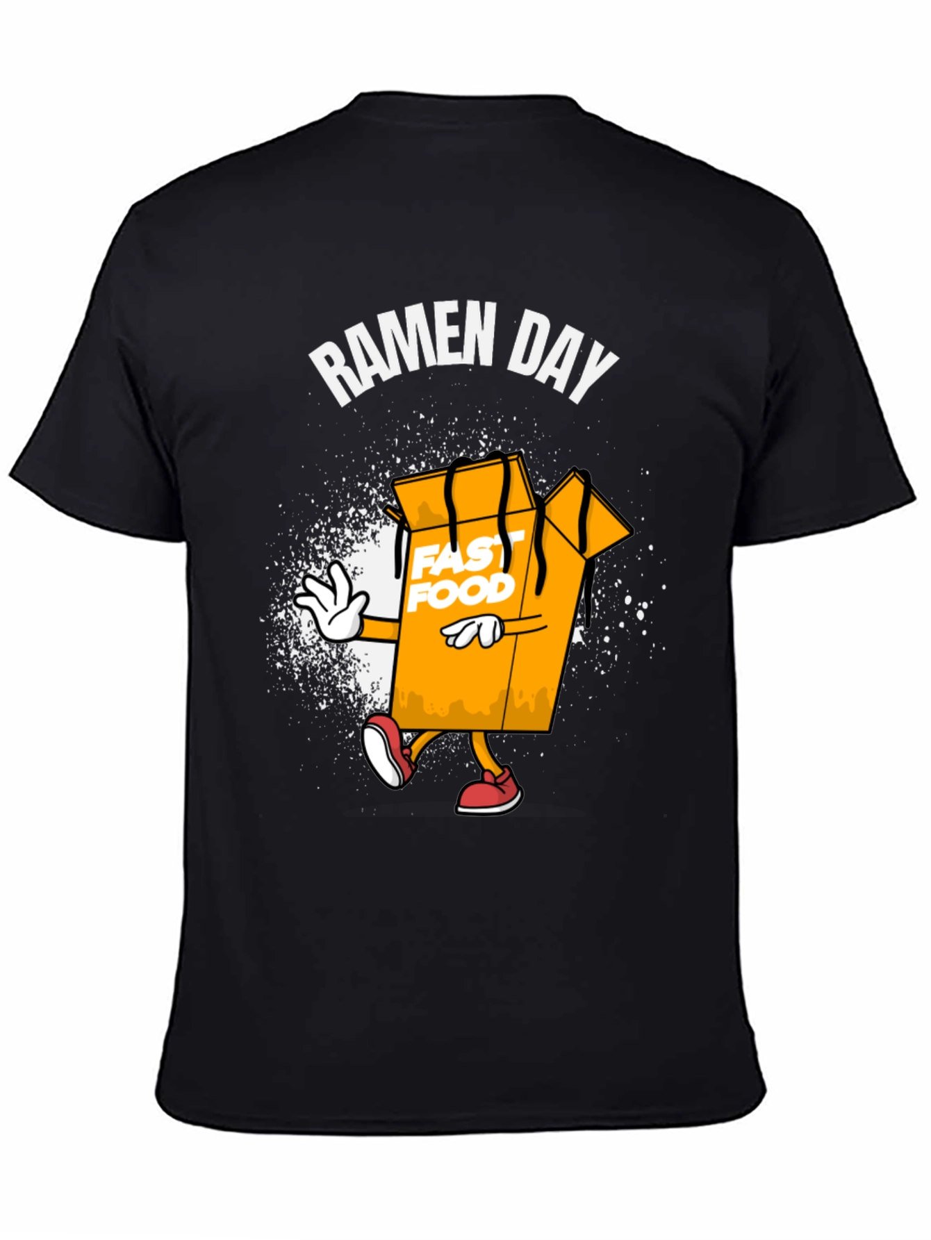 Black Ramen Day Fast Food Box T-Shirt - Funny Graphic Tee view 4