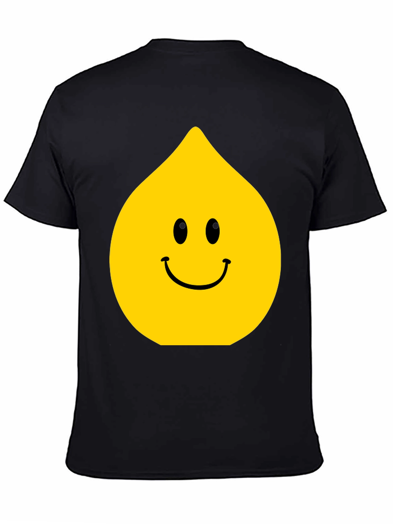 Black Funny Smiley Face Drop Graphic Black T-Shirt view 4