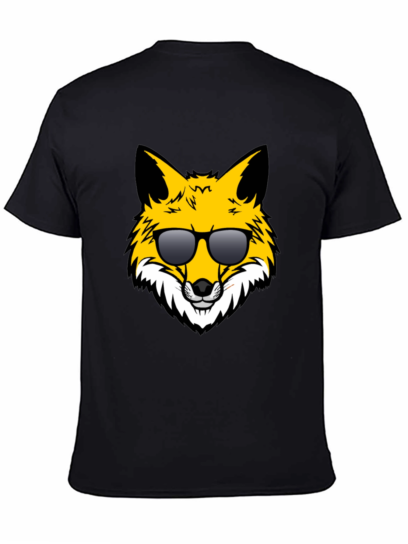 Black Cool Fox Graphic Tee - Black Unisex T-Shirt view 4