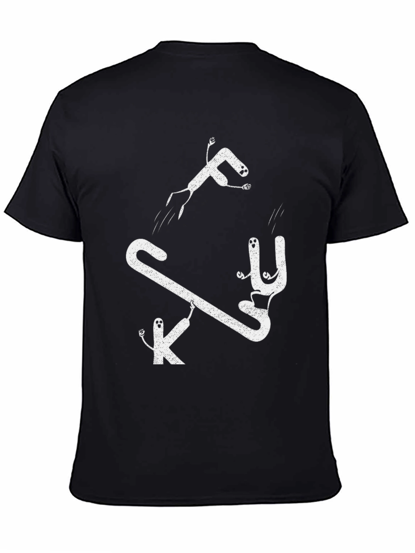 Black Funny Graphic Tee: FK U Cartoon Characters on Black T-Shirt view 4