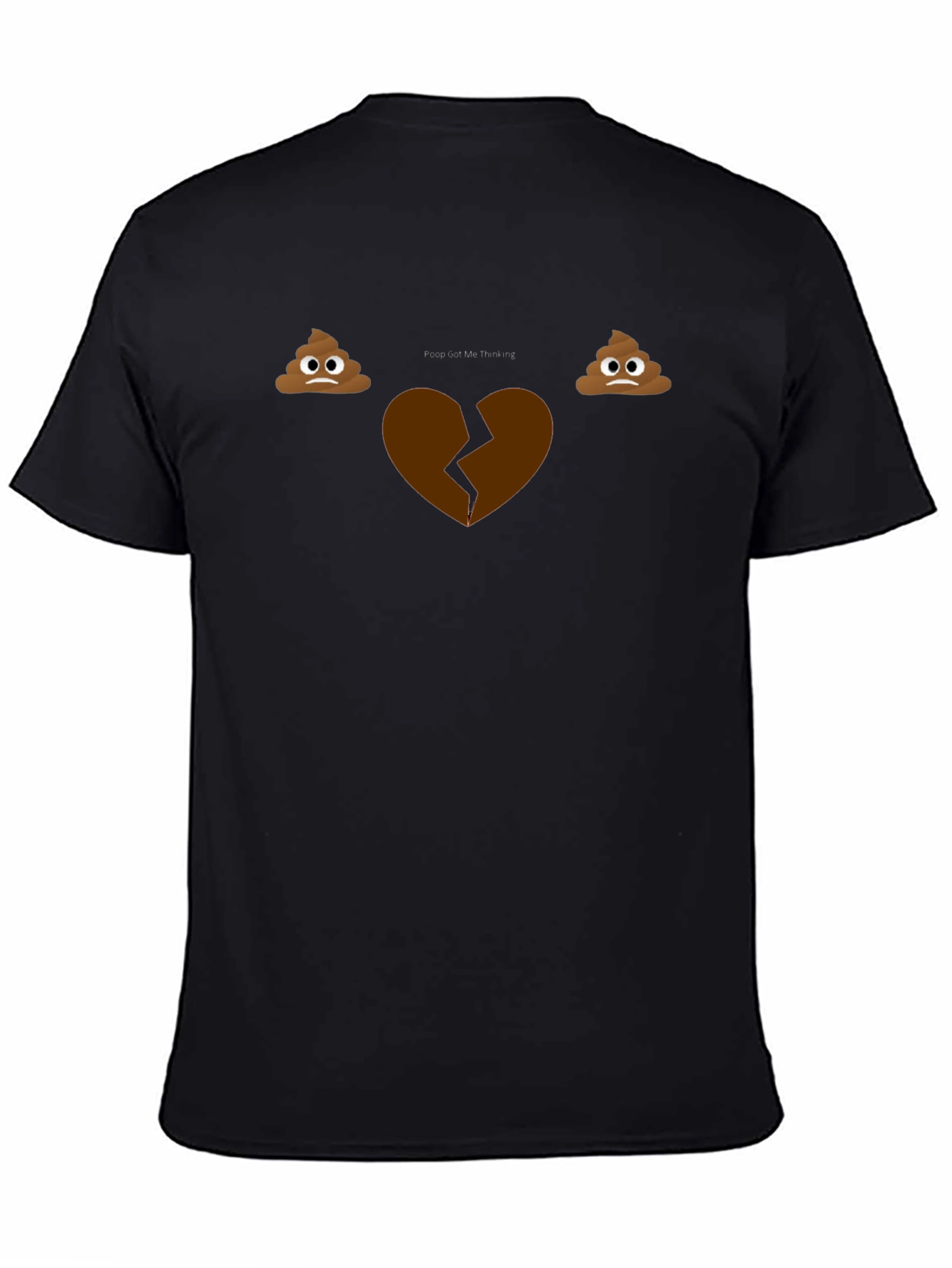 Black Poop Emoji Broken Heart Graphic T-Shirt - Men's Black Tee view 4