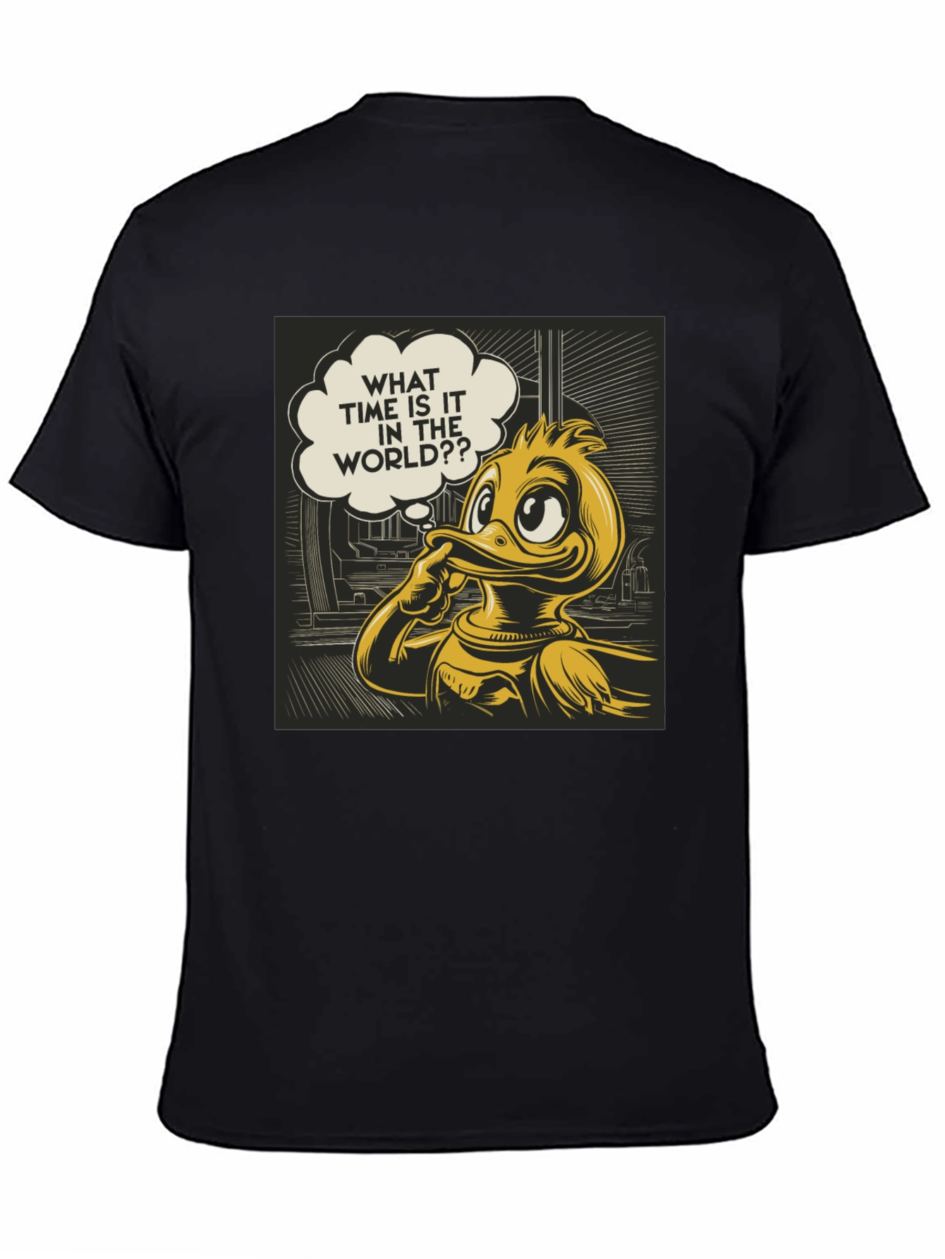 Black Thinking Duck Graphic Tee - "What Time is it?" view 4