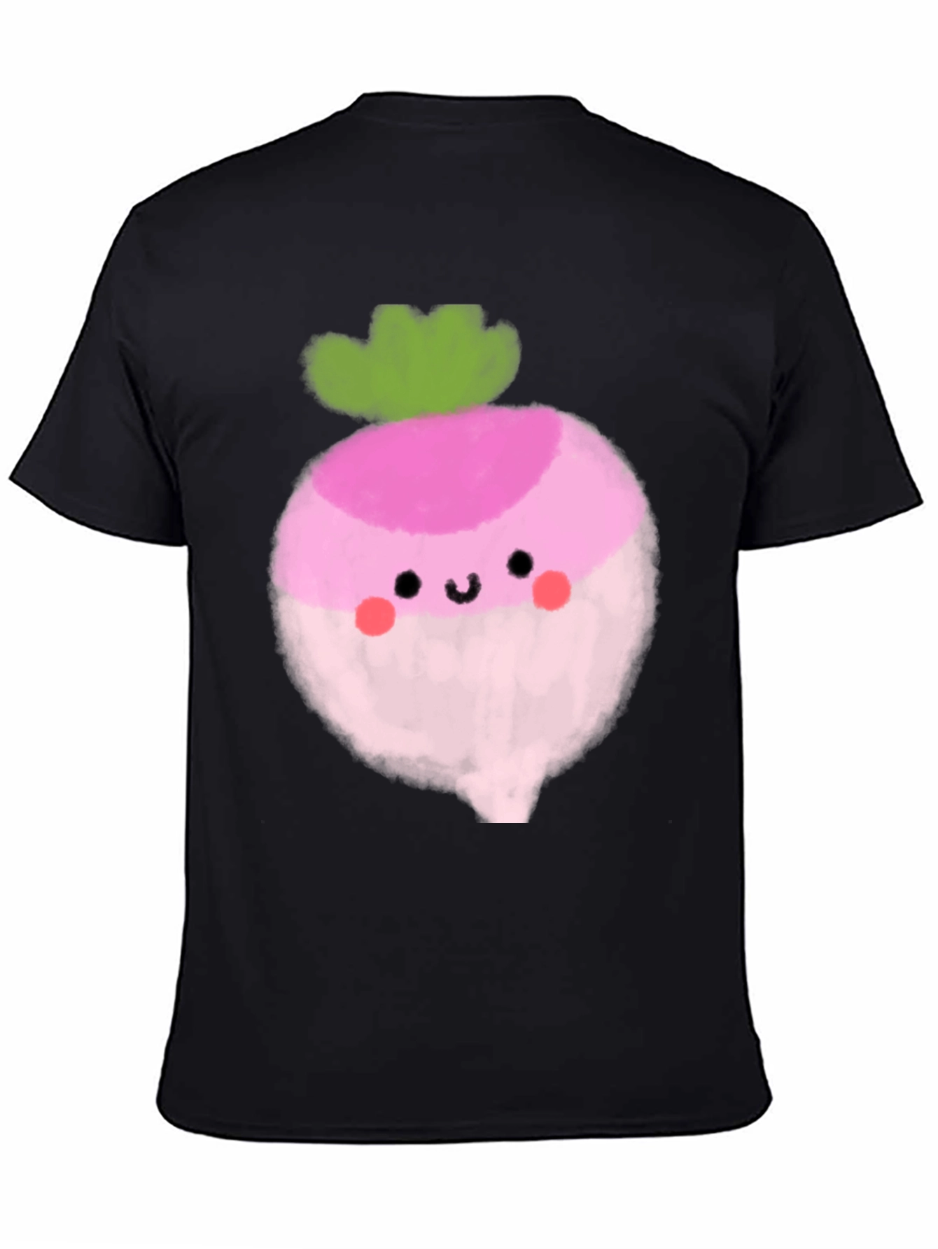 Black Cute Radish Graphic Tee - Black Cotton T-Shirt view 4