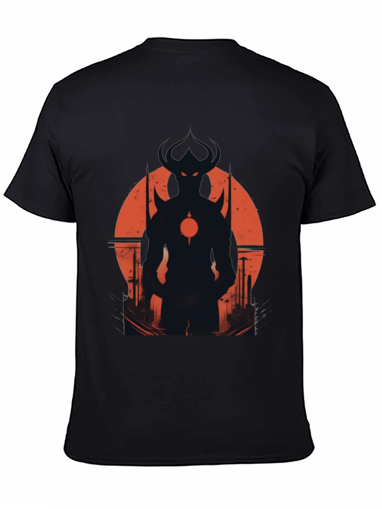 Black Men's Black T-Shirt with Demon Silhouette Graphic view 4