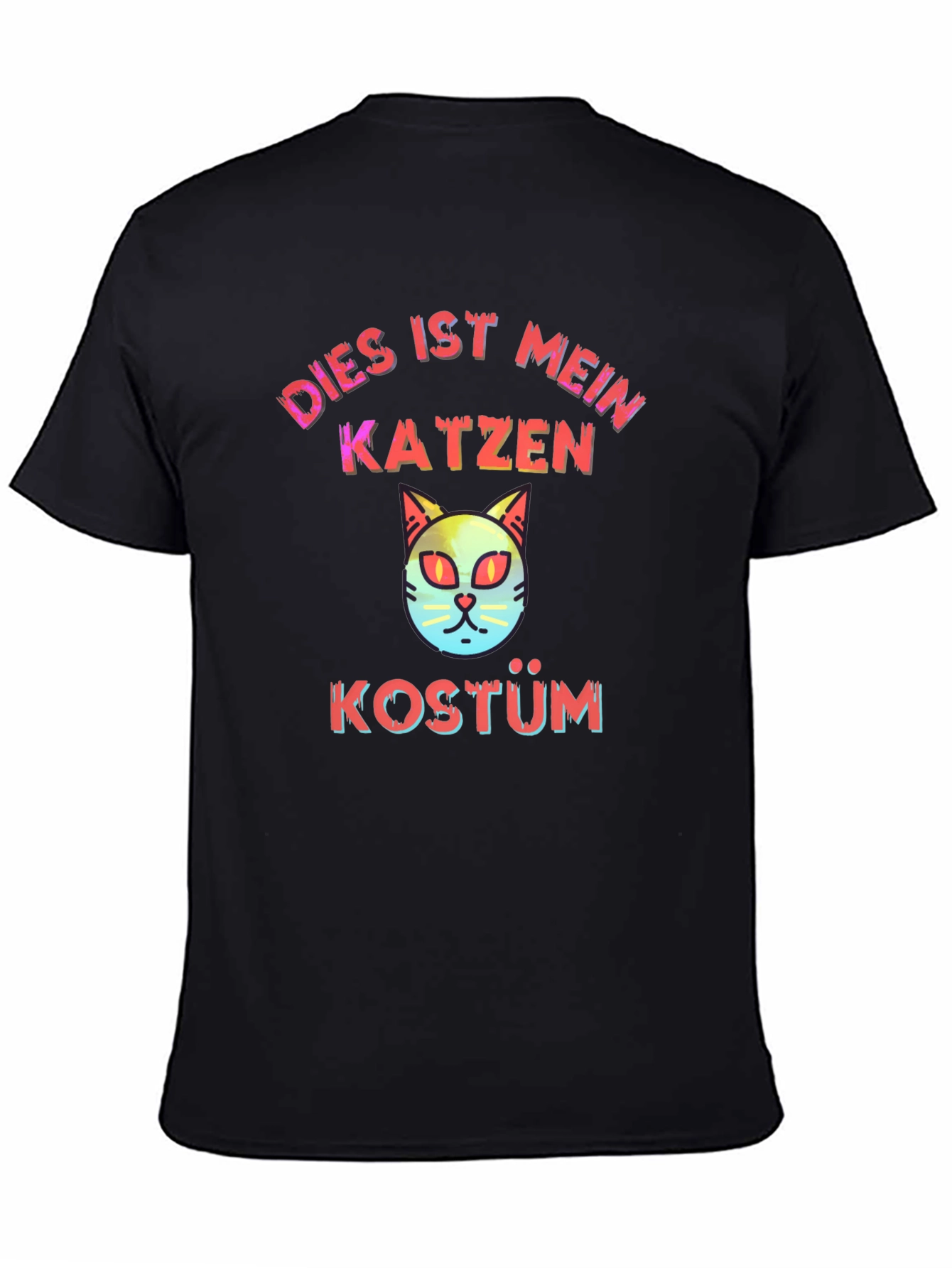 Black Cat Costume German Text T-Shirt view 4