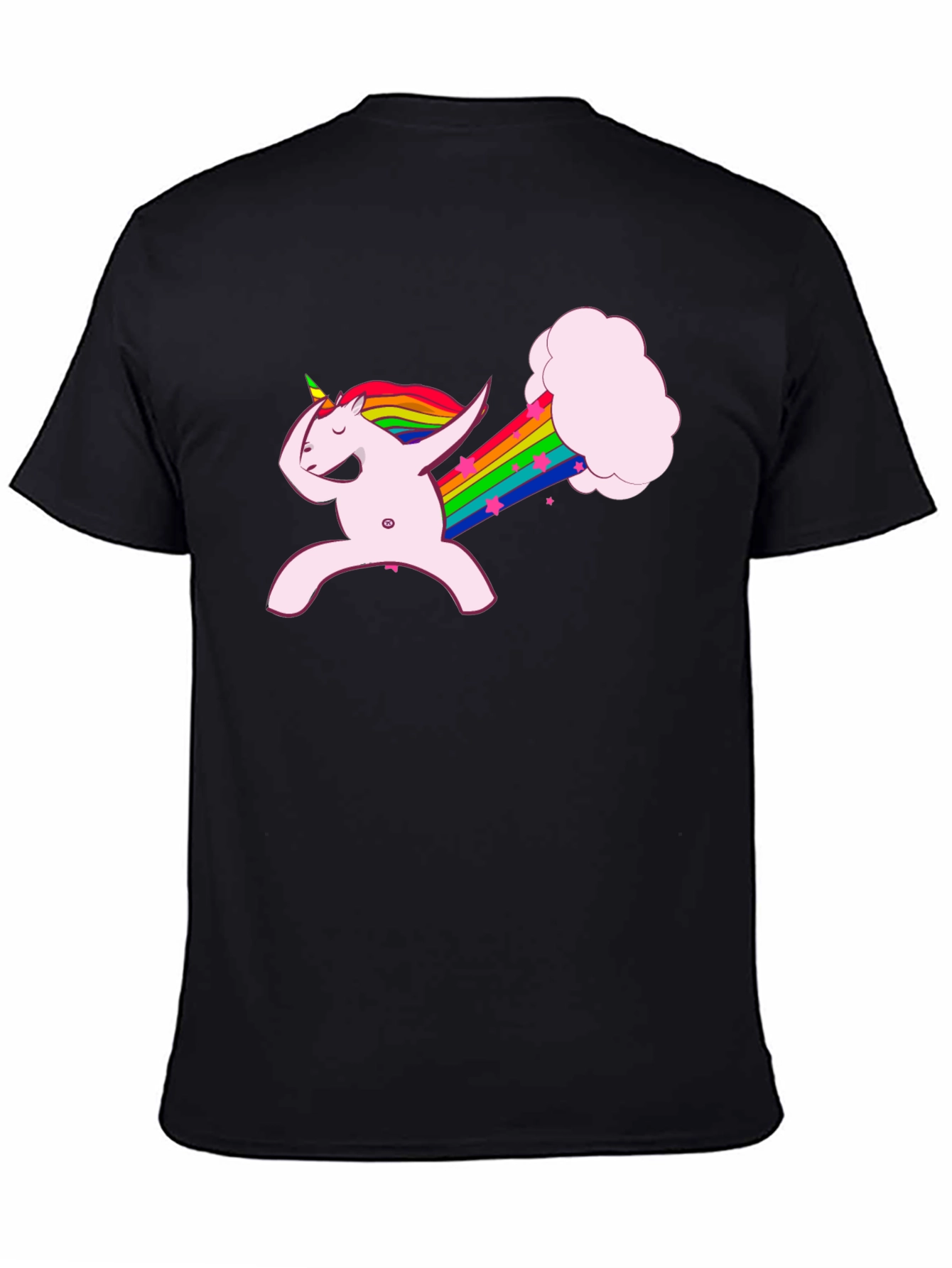 Black Dabbing Unicorn Rainbow Fart Black T-Shirt view 4