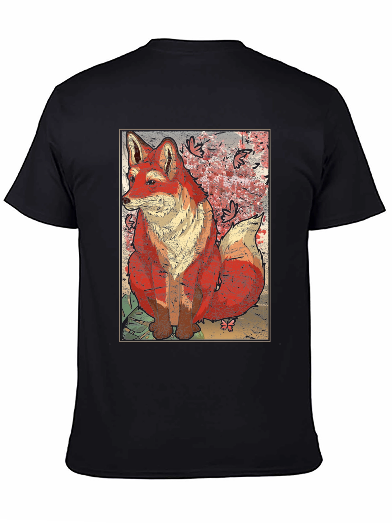 Black Artistic Fox Graphic T-Shirt - Unique Design view 4