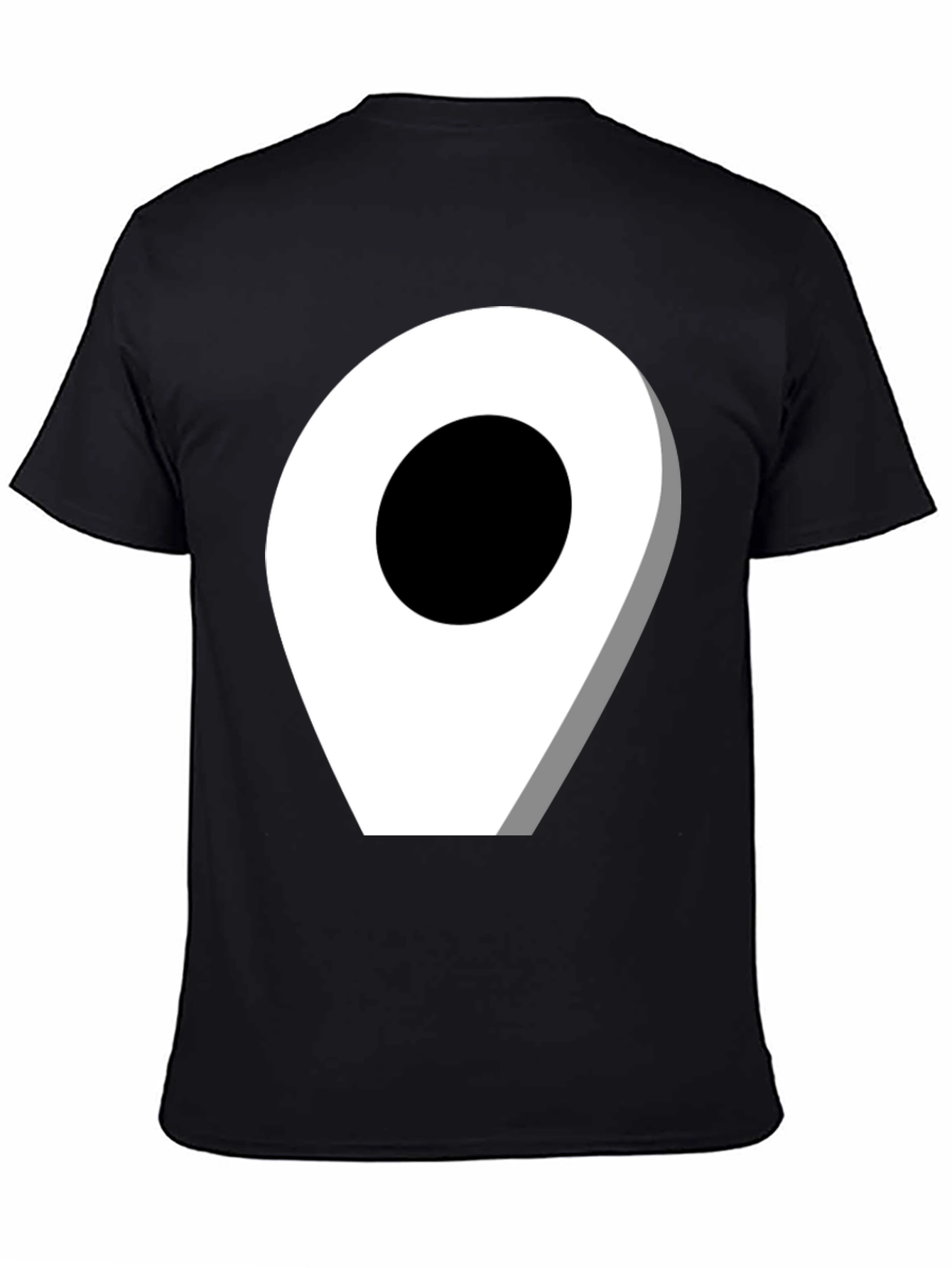 Black Location Pin Graphic Tee - Modern Black T-Shirt view 4