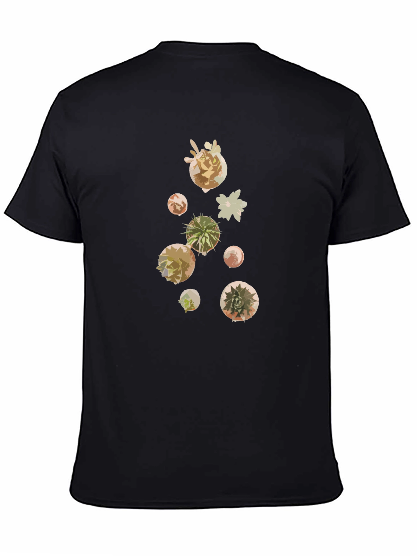 Black Modern Succulent Print Black T-Shirt view 4