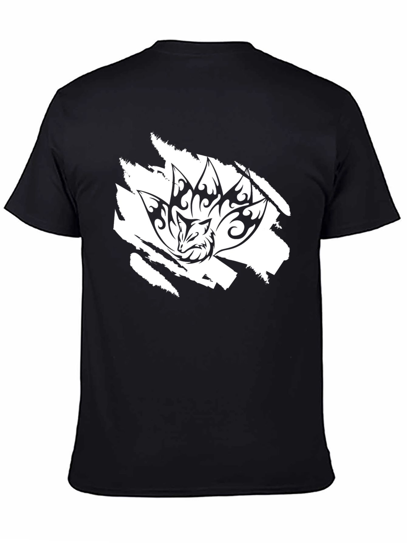 Black Nine-Tailed Fox Graphic Tee - Black view 4