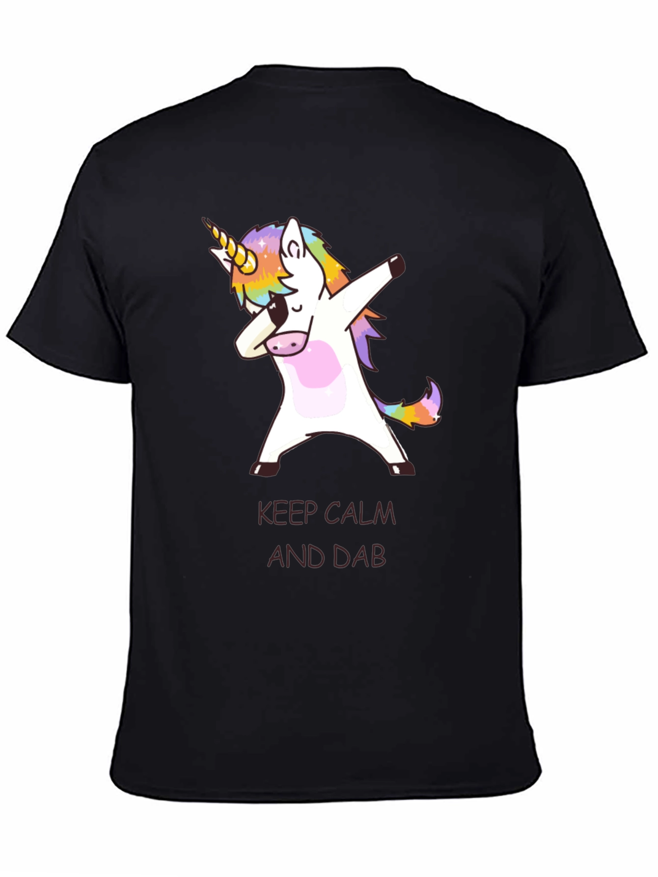 Black Keep Calm and Dab Unicorn T-Shirt  view 4