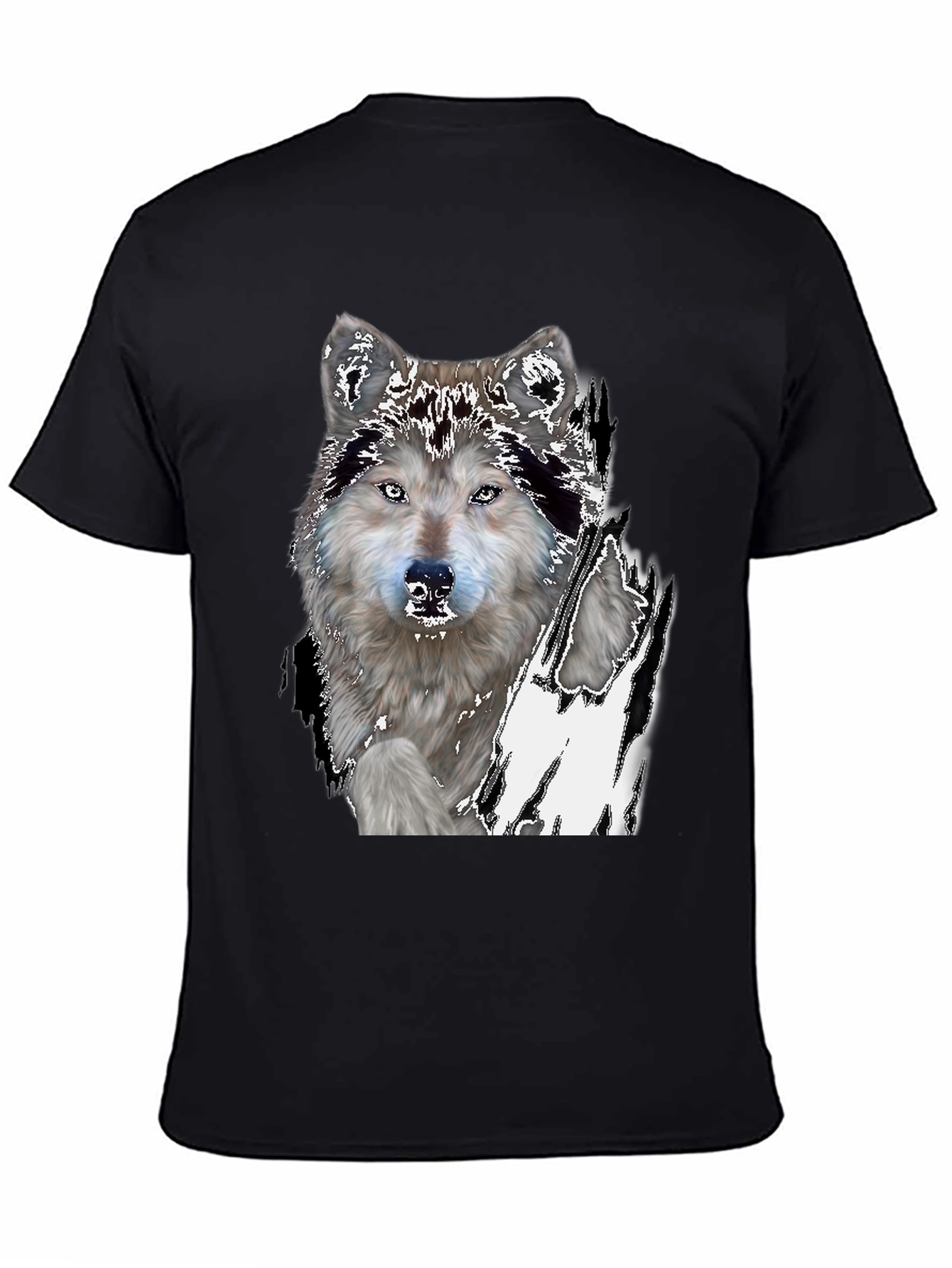 Black Wolf Graphic Print Black T-Shirt view 4