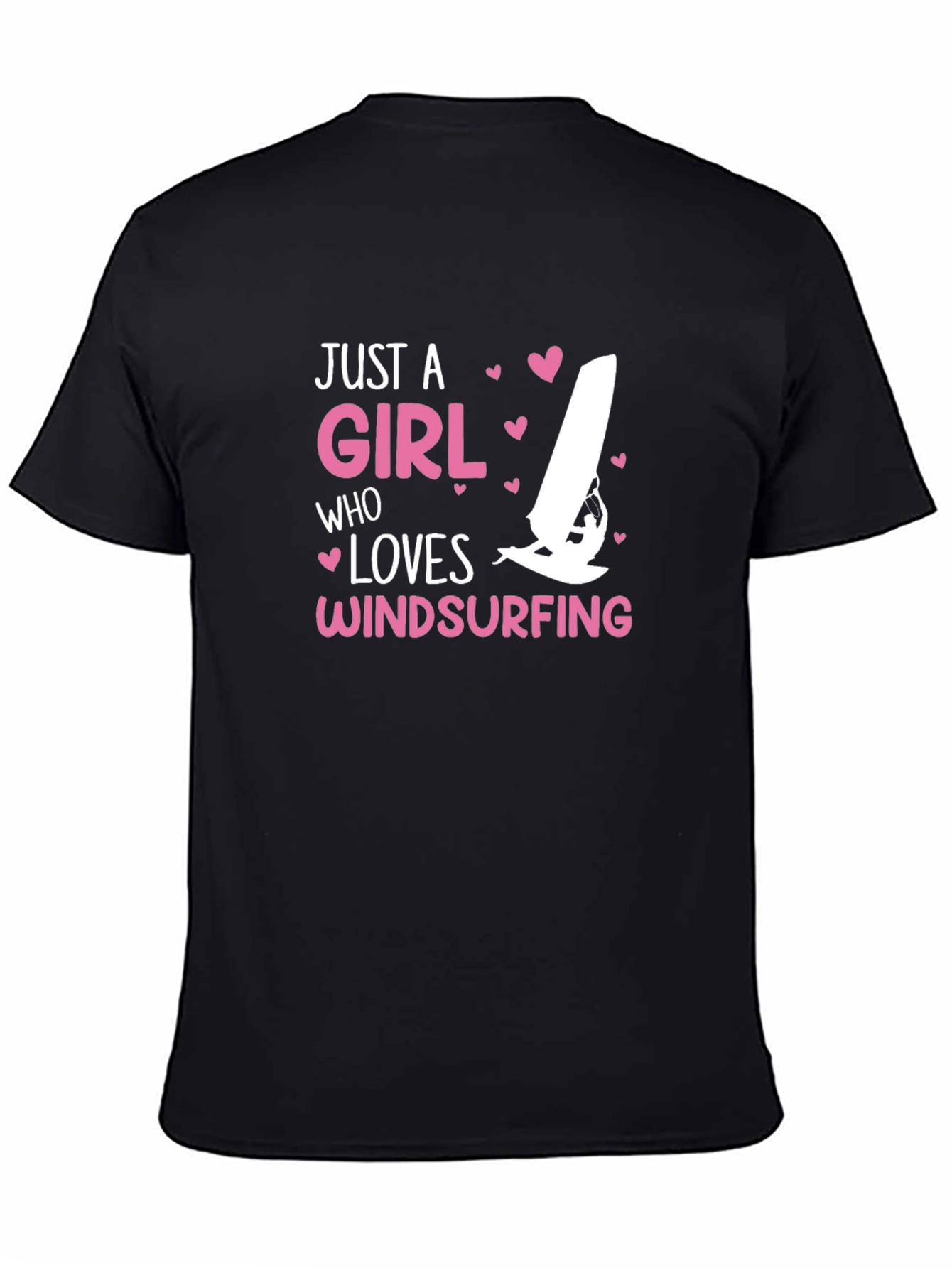 Black Just A Girl Who Loves Windsurfing T-Shirt view 4