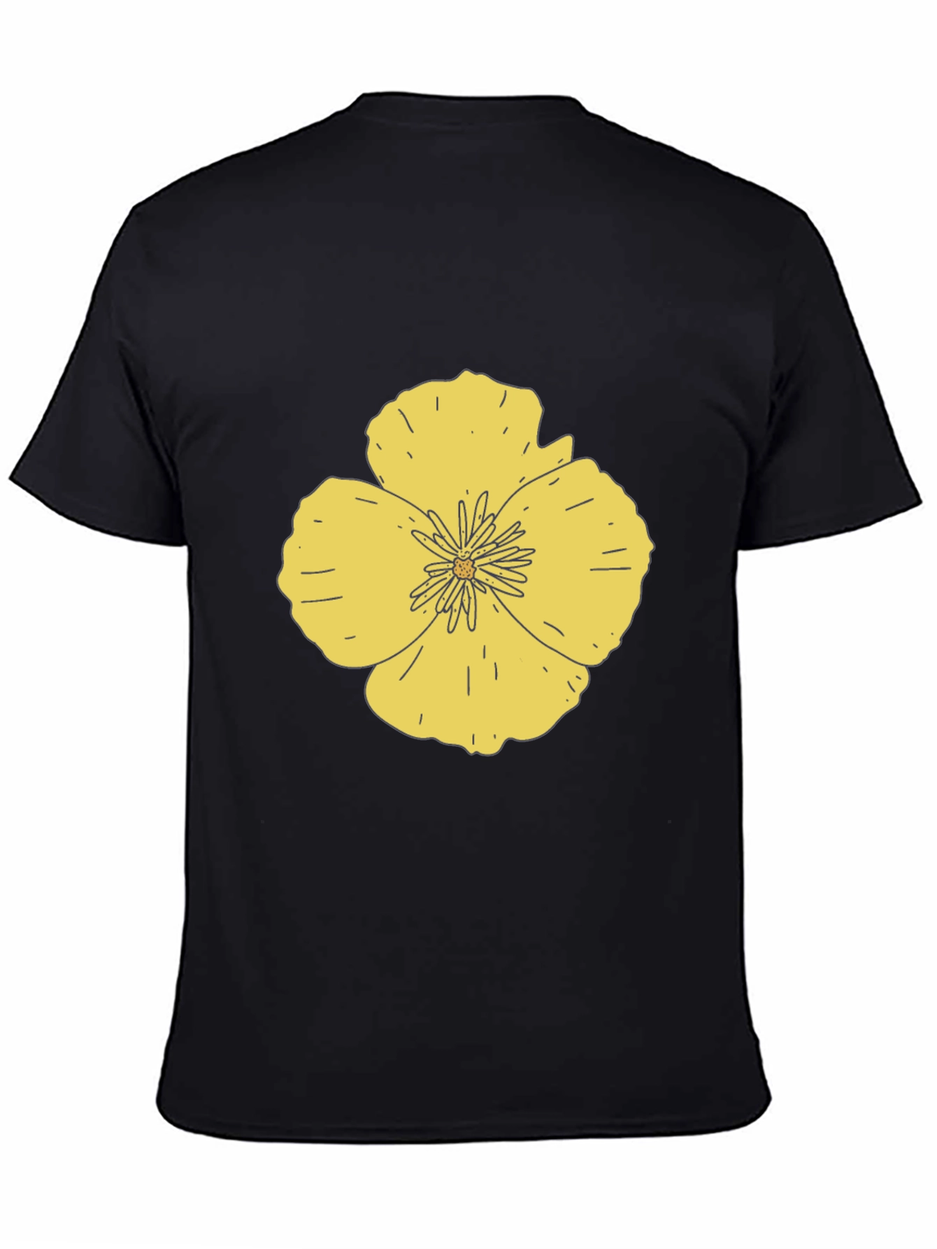 Black Floral Graphic Print Black T-Shirt view 4