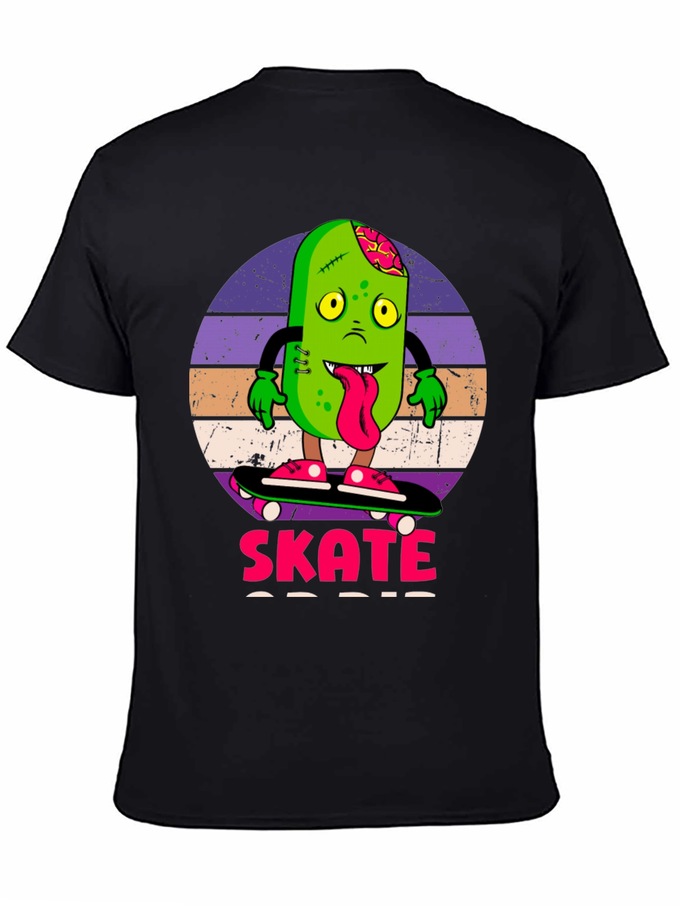 Black Zombie Pickle Skate T-Shirt view 4