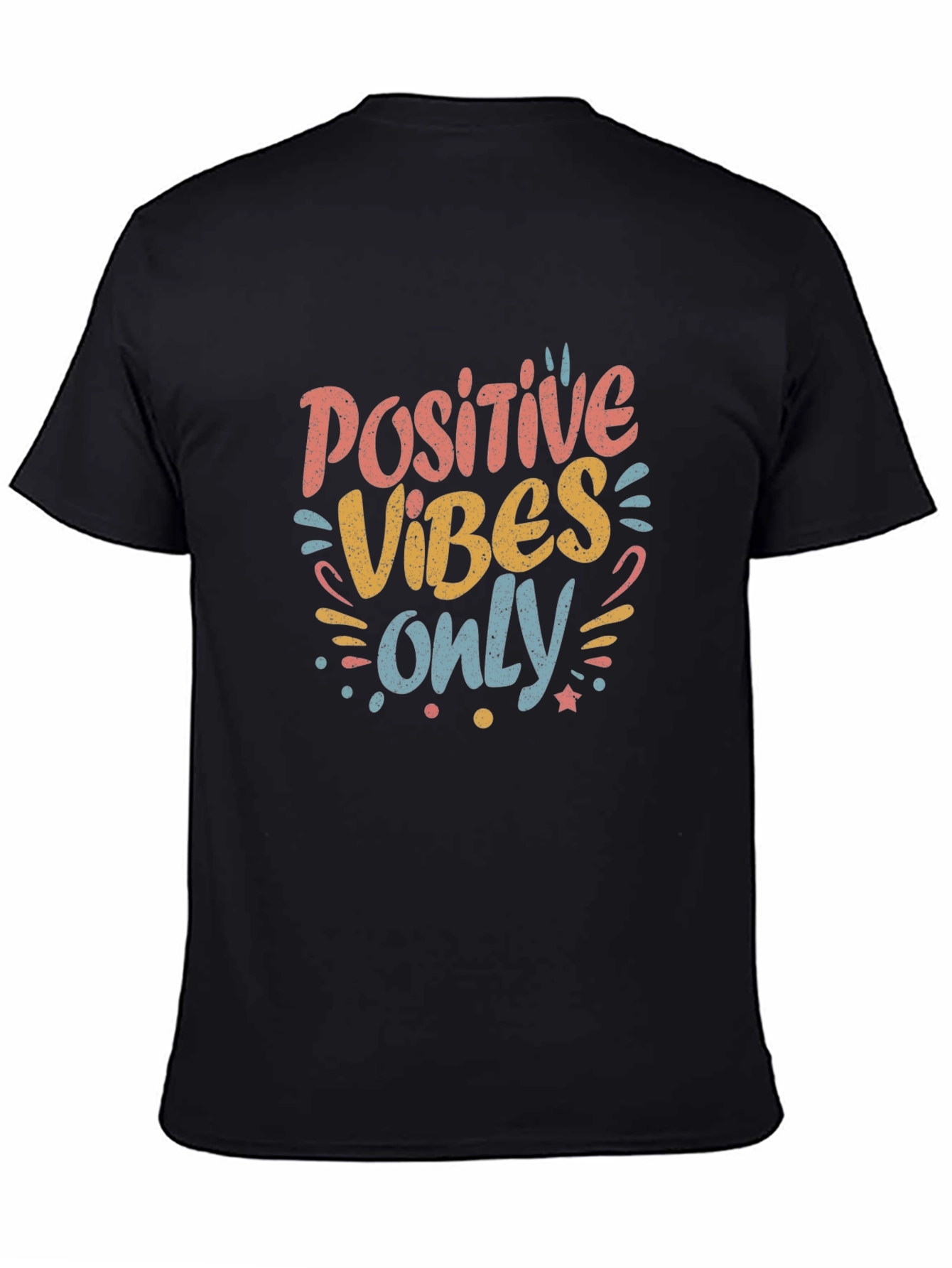 Black Positive Vibes Only Graphic Tee - Black view 4