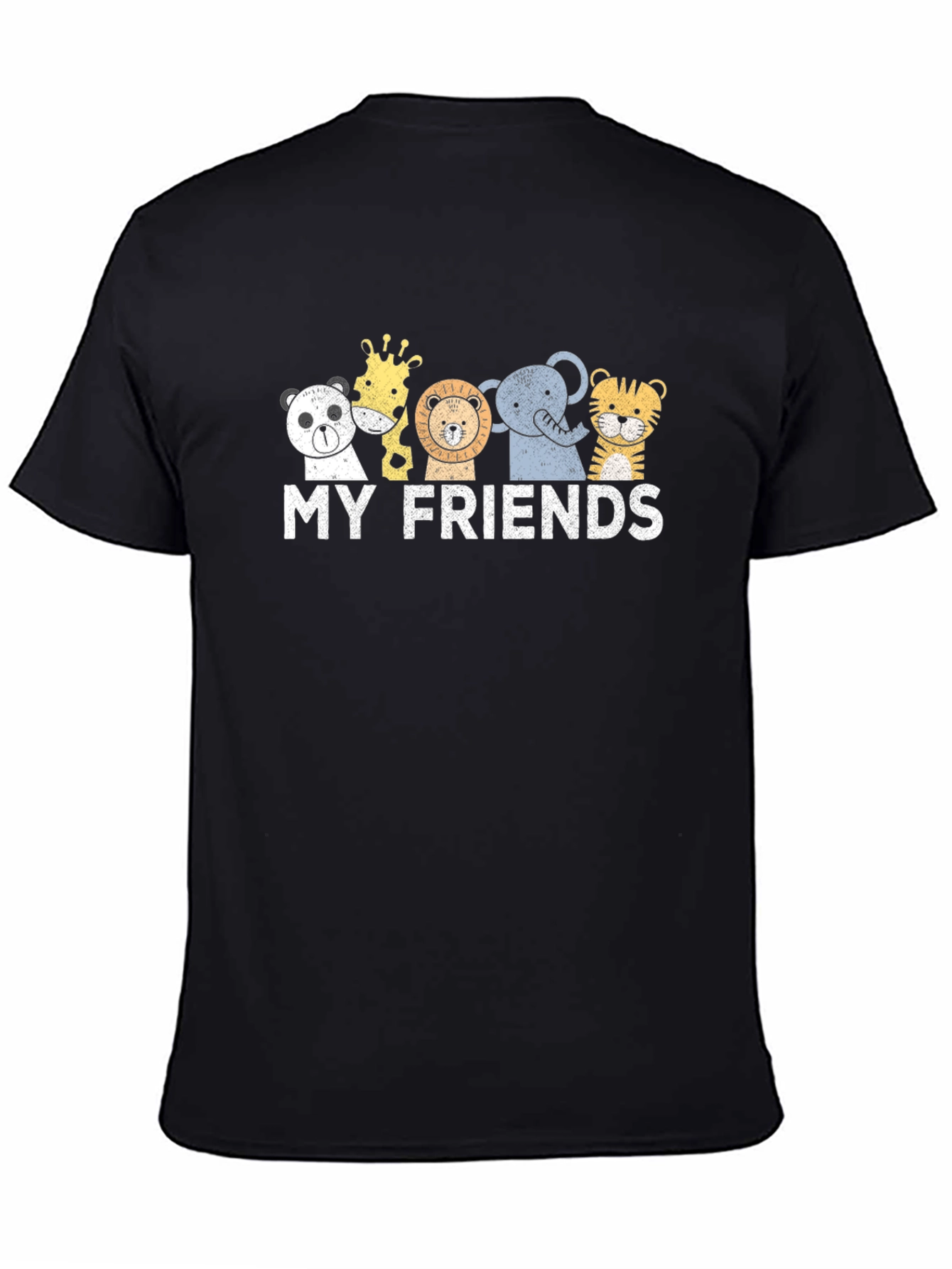 Black Cute Animal Friends Graphic T-Shirt view 4