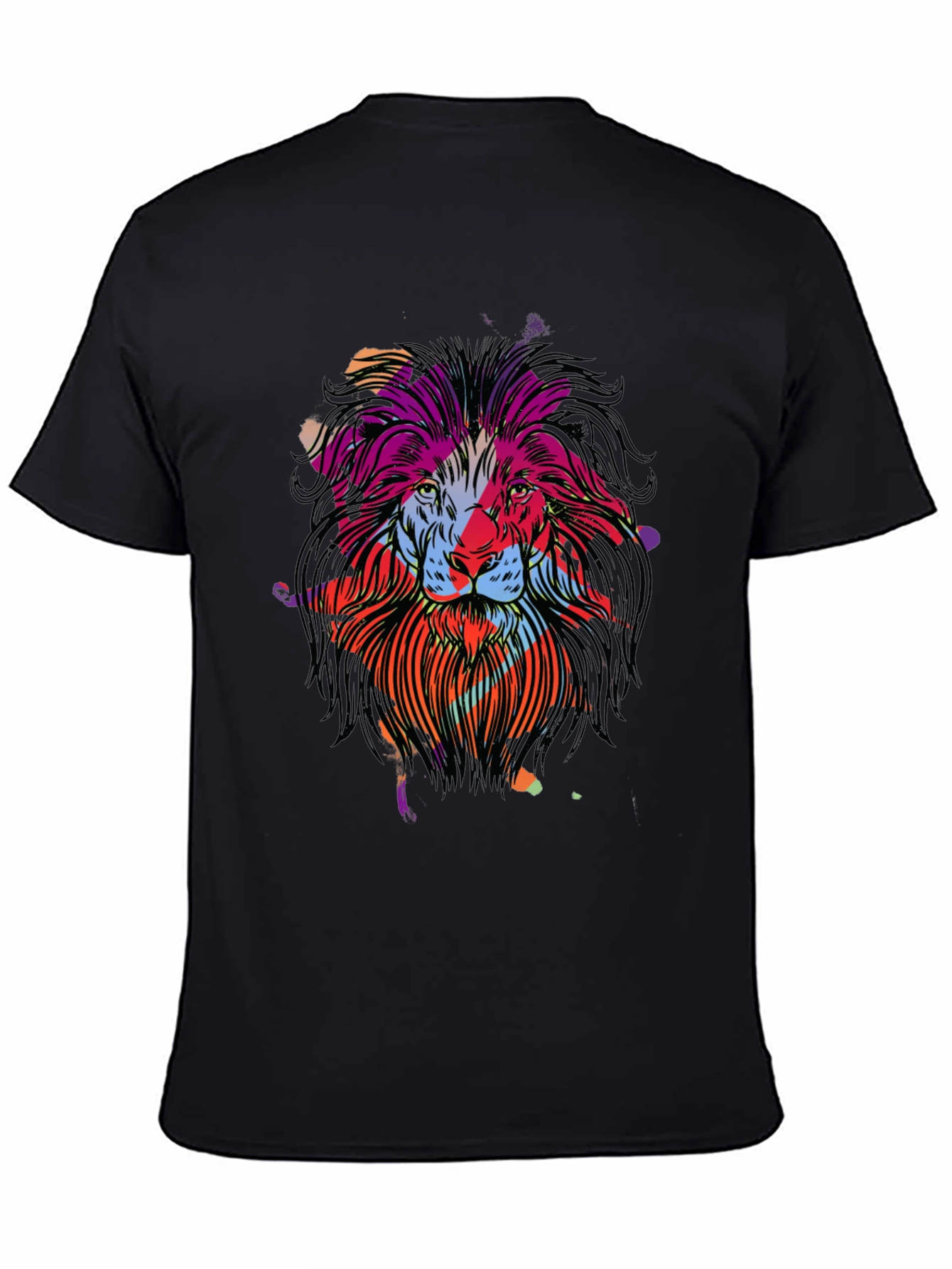 Black Lion Graphic Black T-Shirt view 4